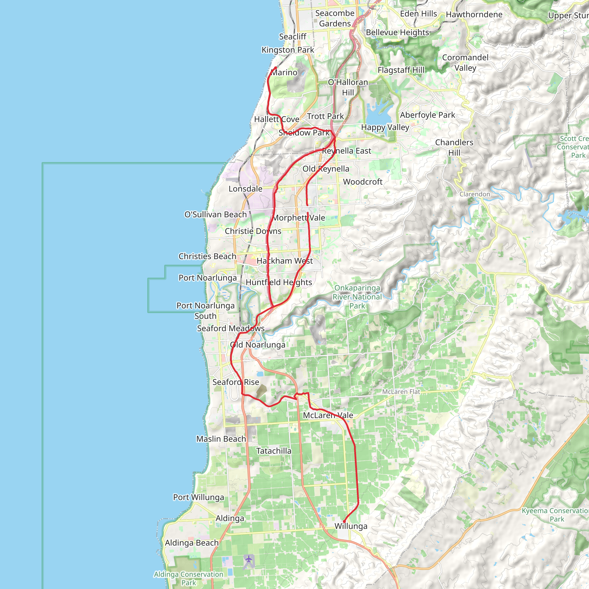 Coast To Vines Rail Trail and Shiraz Trail mobile static map