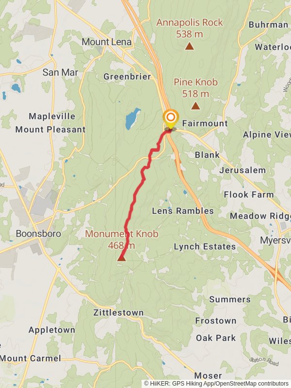 Monument Knob via Appalachian National Scenic Trail mobile static map