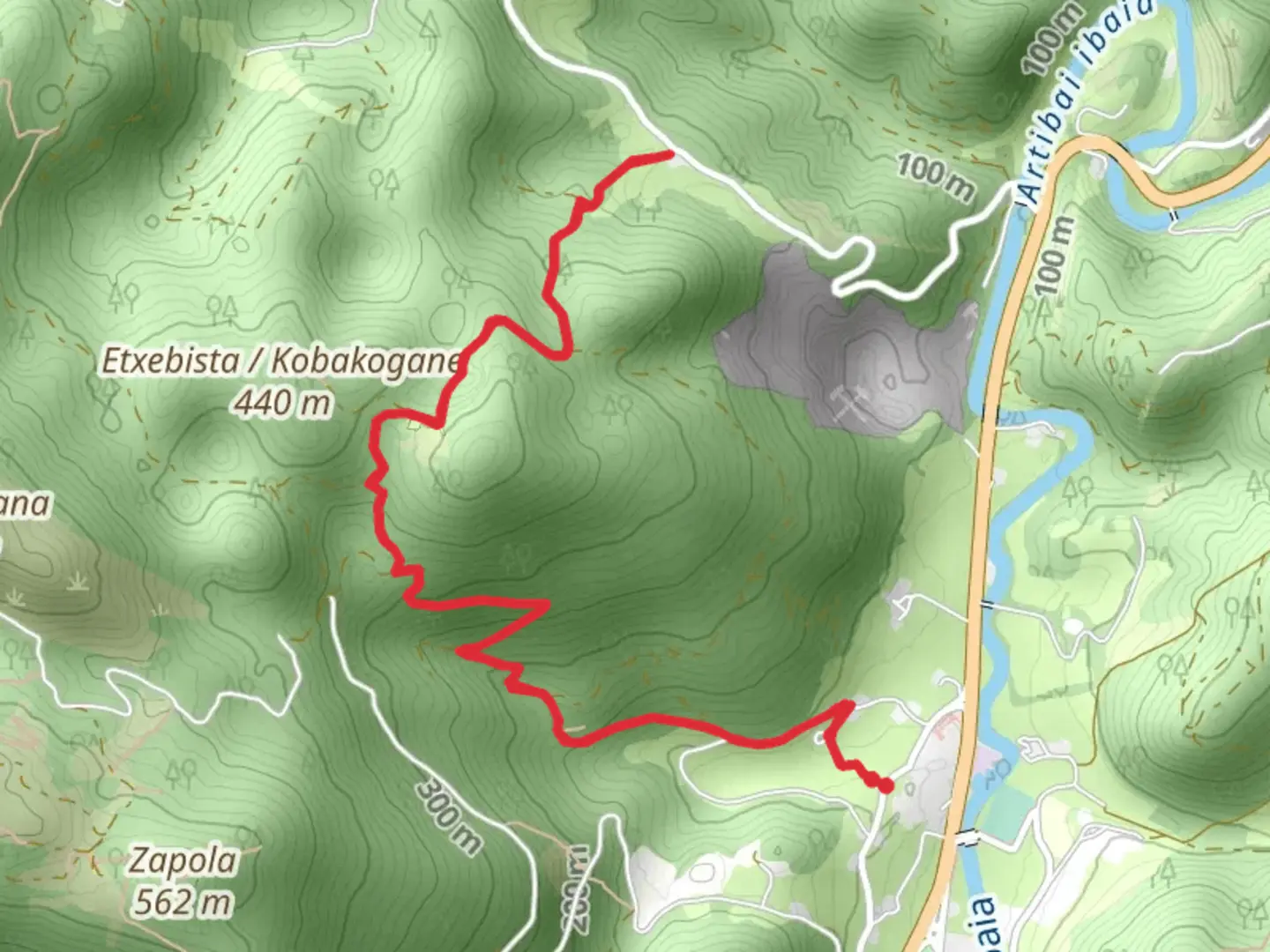 An image depicting the trail Kobakogane Variant PR BI 26-1 and its surrounding area.