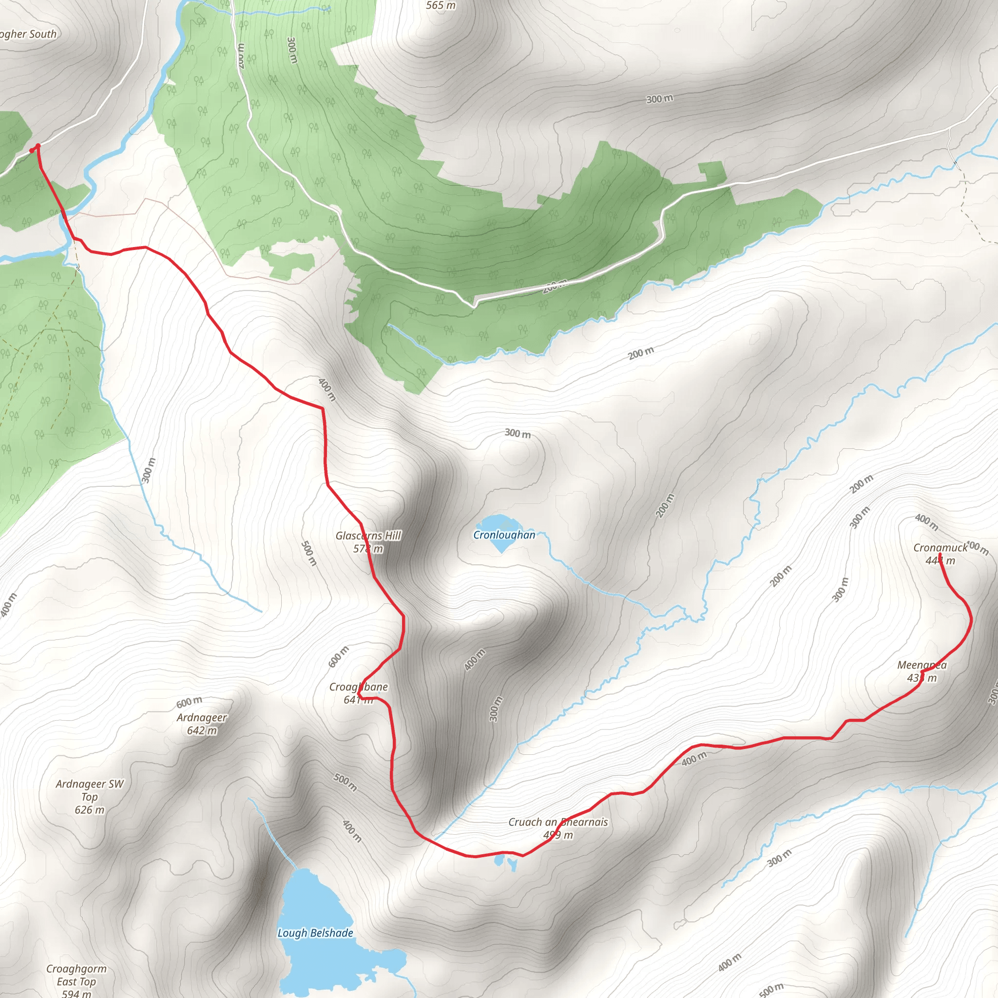 Glascarns Hill, Croaghbane, Cronamuck Mountain mobile static map