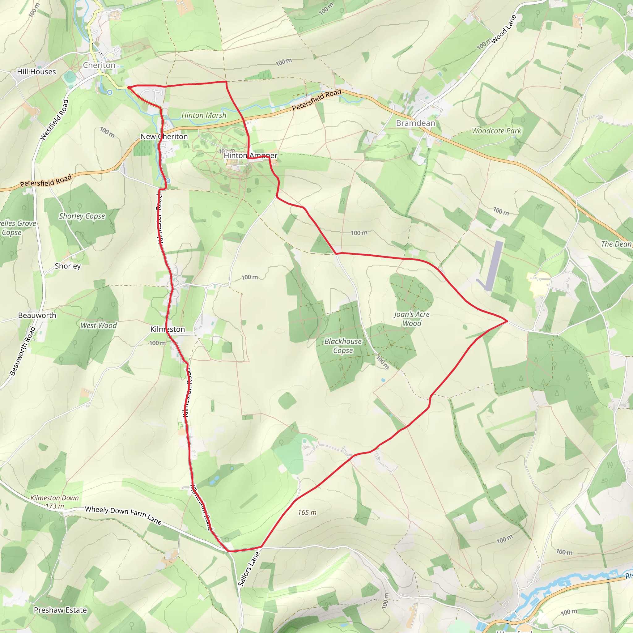 Kilmiston Country Park Loop mobile static map