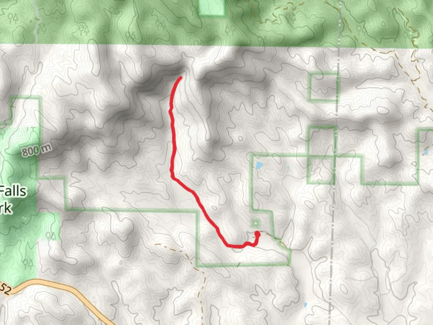 An image depicting the trail Cochran Creek Falls and its surrounding area.