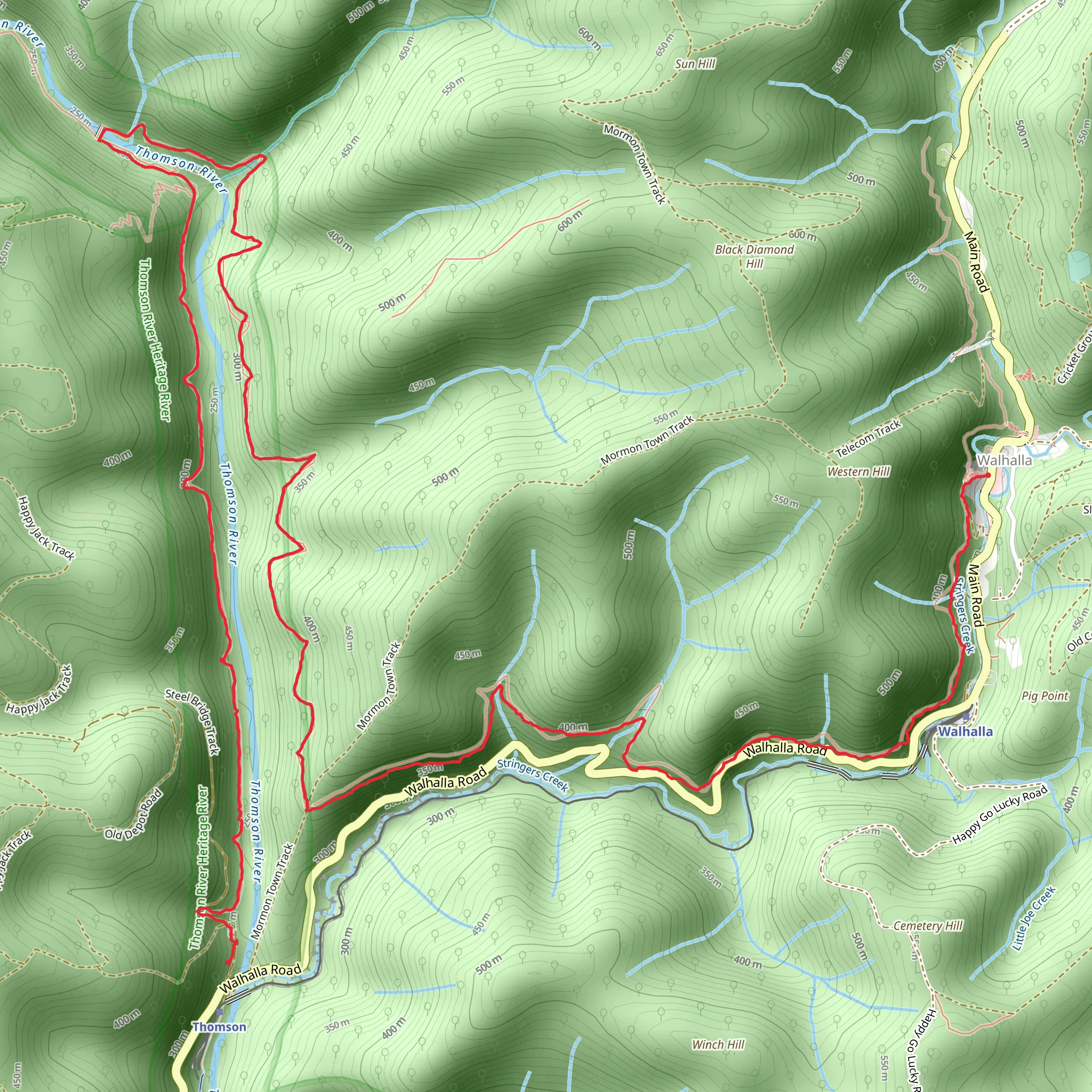Walhalla to Thomson Station via Poverty Point mobile static map