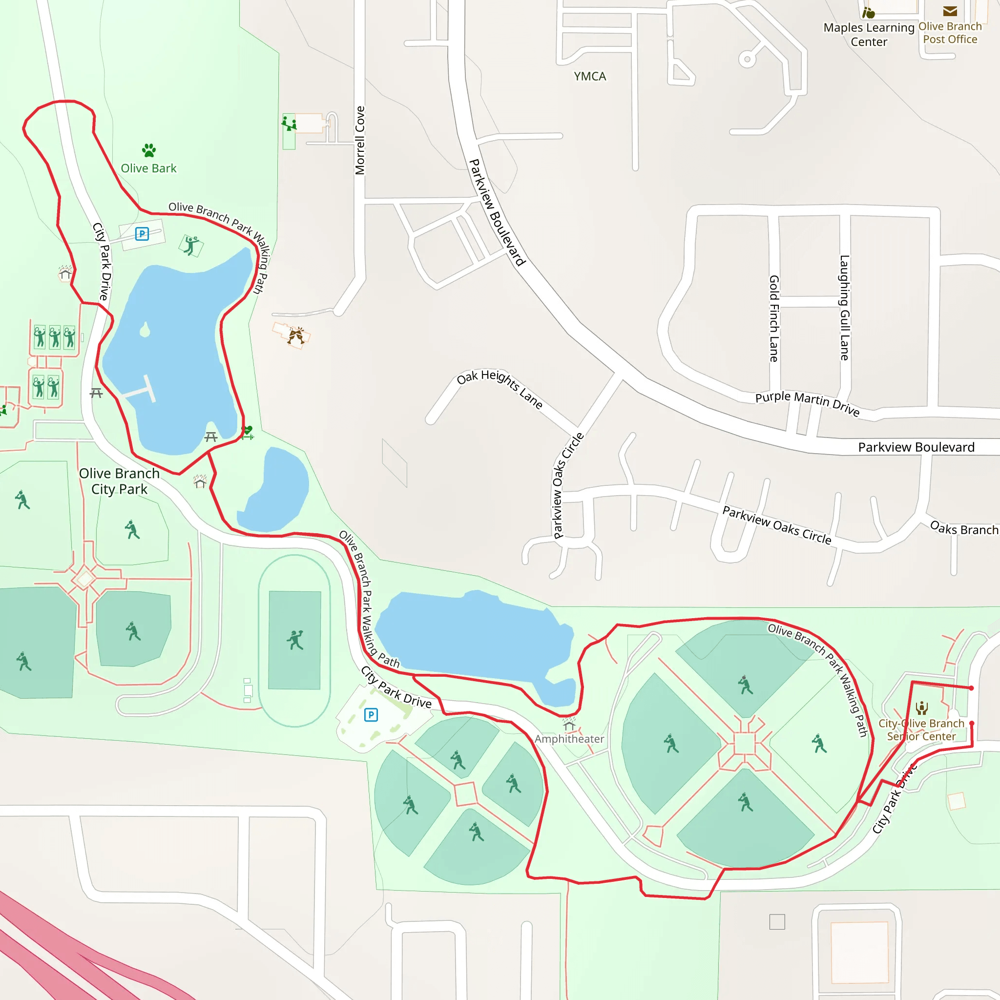 Olive Branch City Park Loop mobile static map