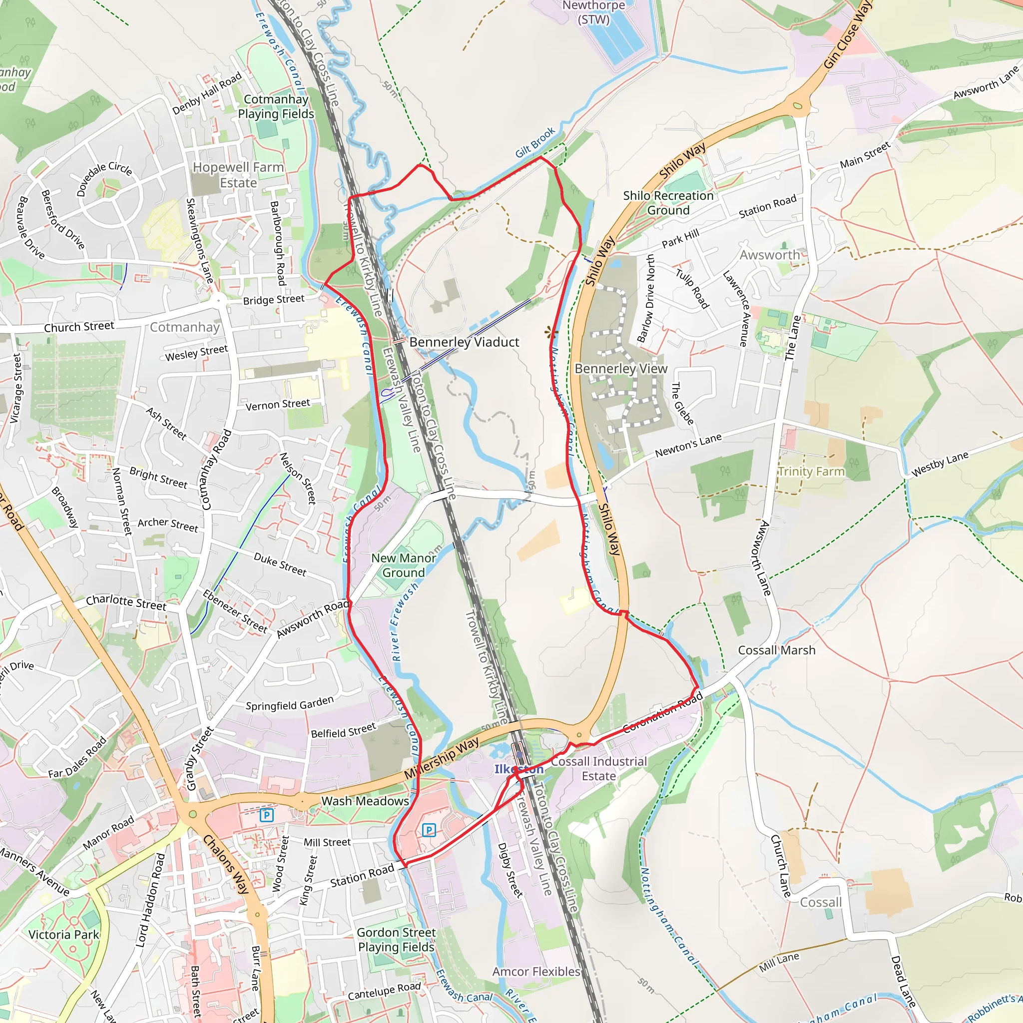 Bennerley Viaduct Loop mobile static map