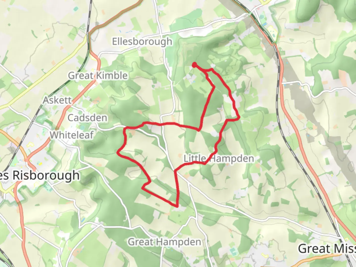 An image depicting the trail Dunsmore and Little Hampden Woods Loop and its surrounding area.