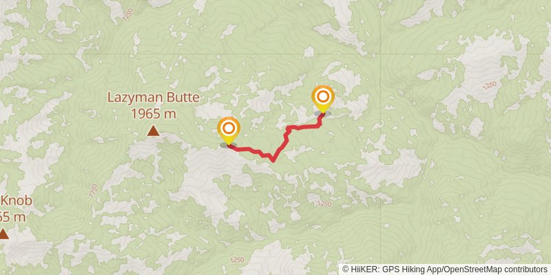Lazyman Butte via Syd Cabin Ridge Trail stage 2 Map