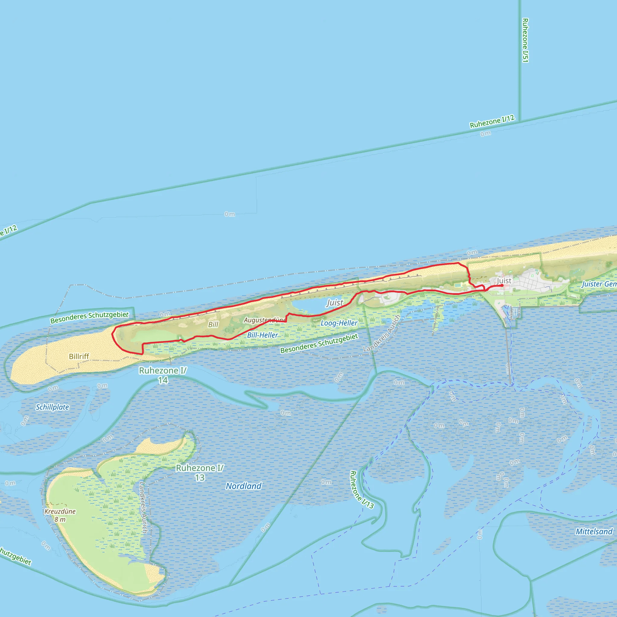 Juist Circular Walk mobile static map