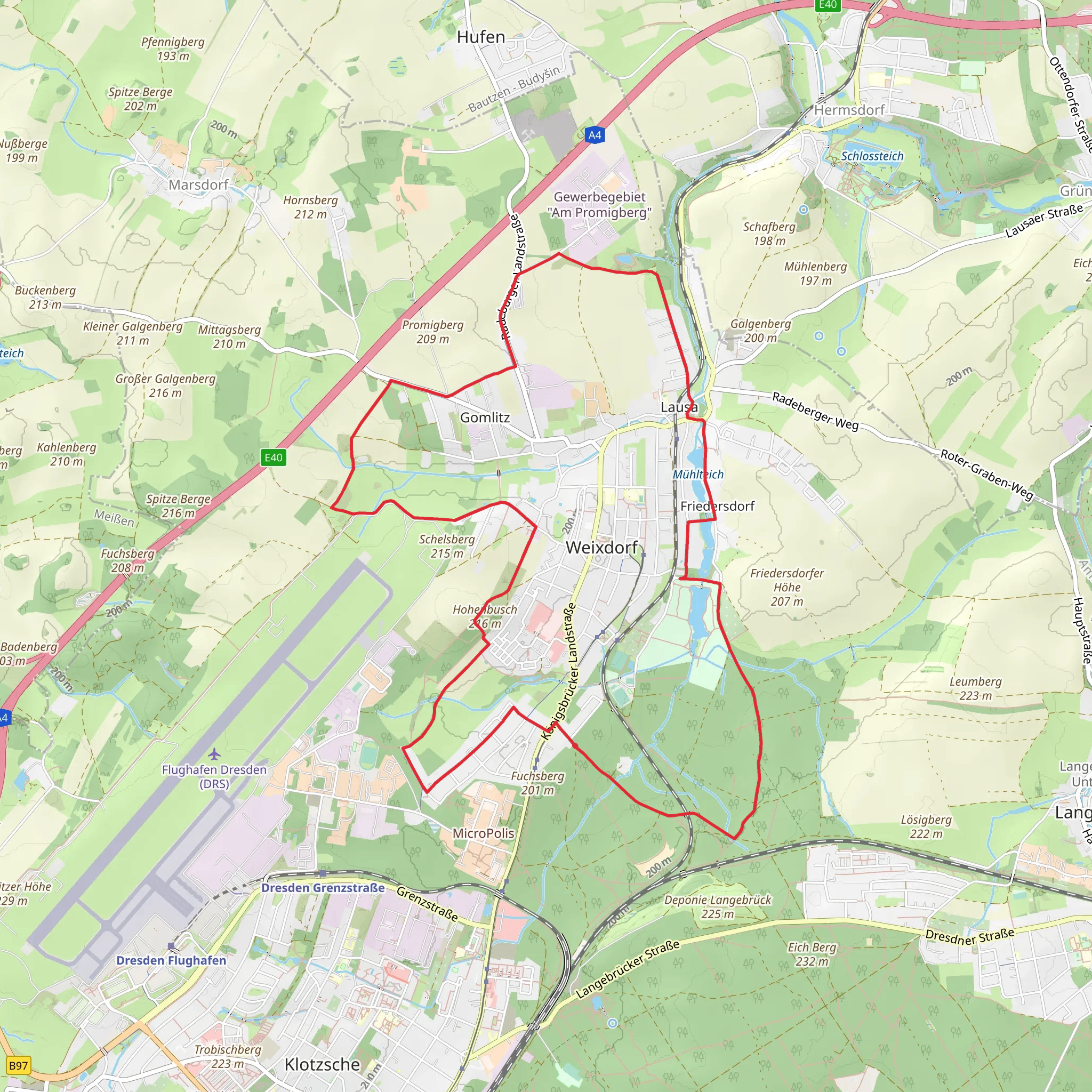 Muehlteich via Weixdorfer Rundwanderwed mobile static map