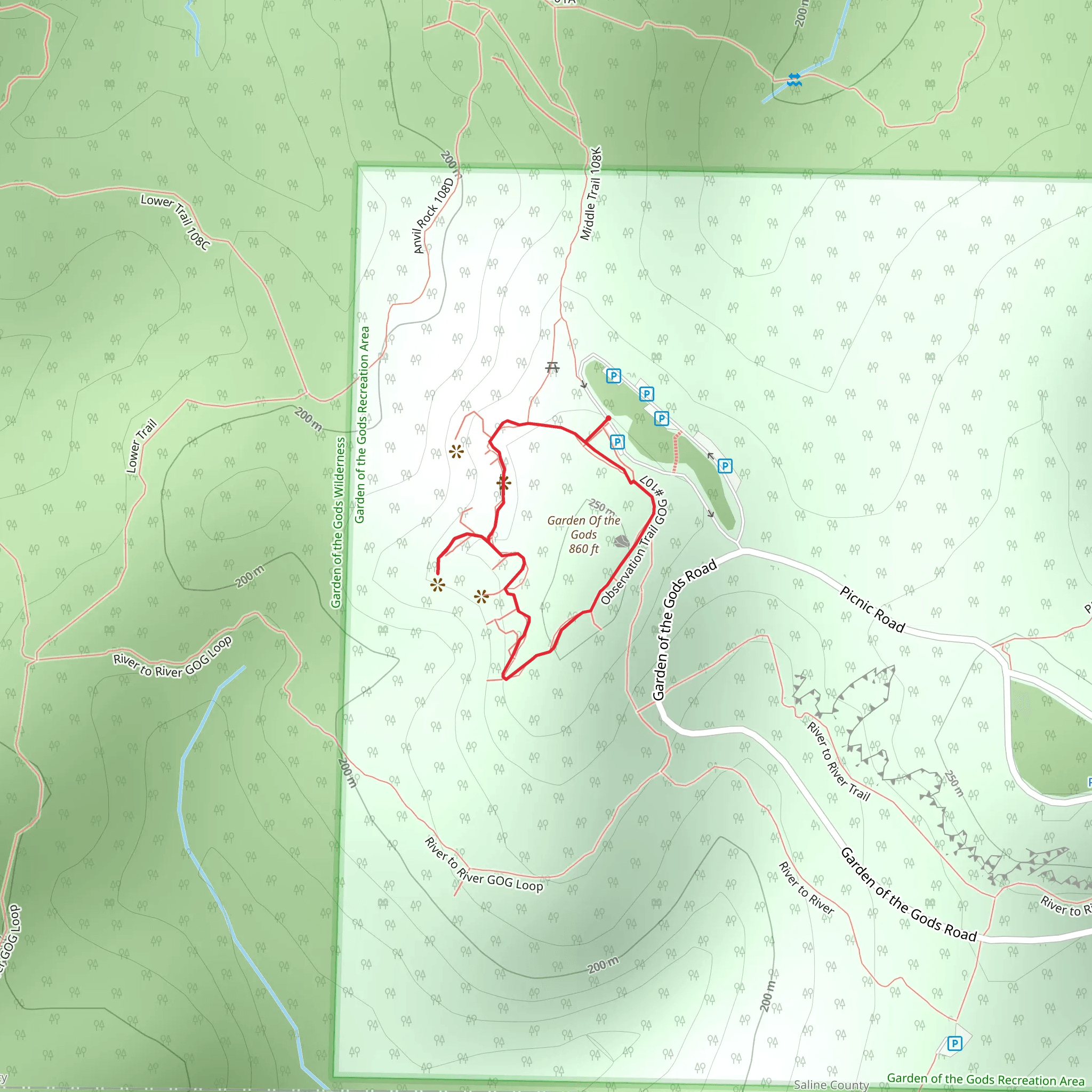 Garden of the Gods Observation Loop Trail mobile static map