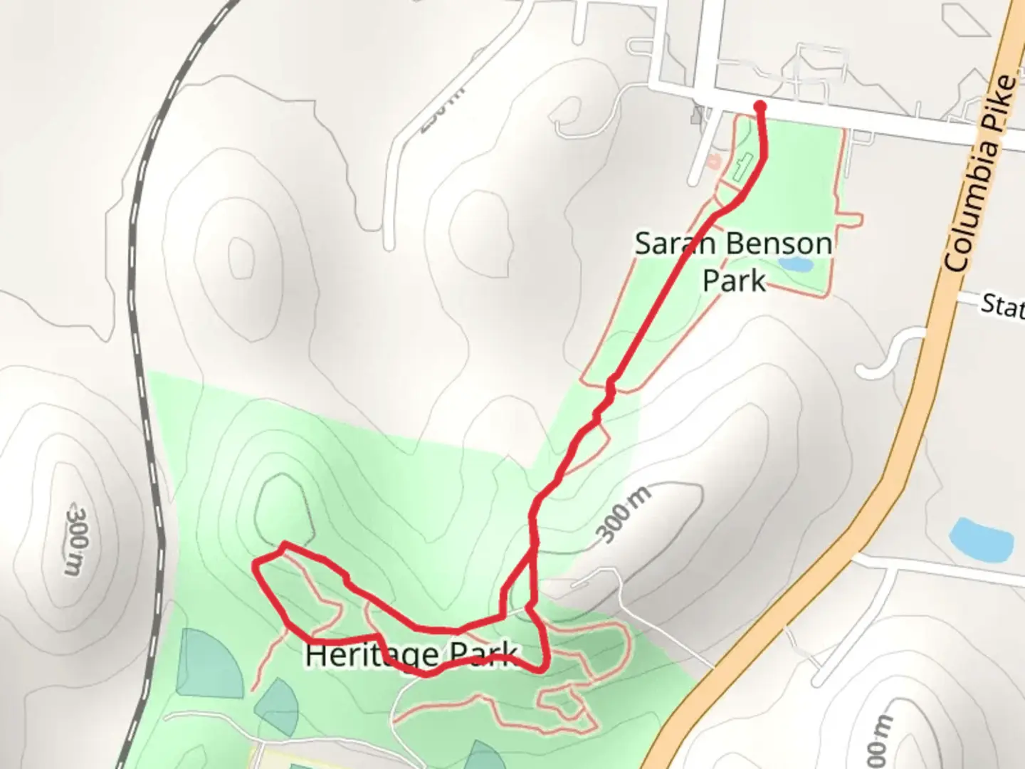 An image depicting the trail Sarah Benson Park and Heritage Park Walk and its surrounding area.