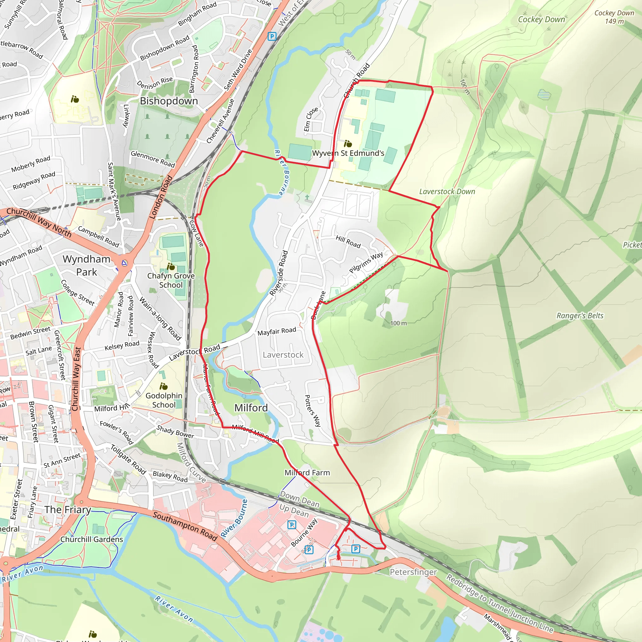 Laverstock Circular Walk mobile static map