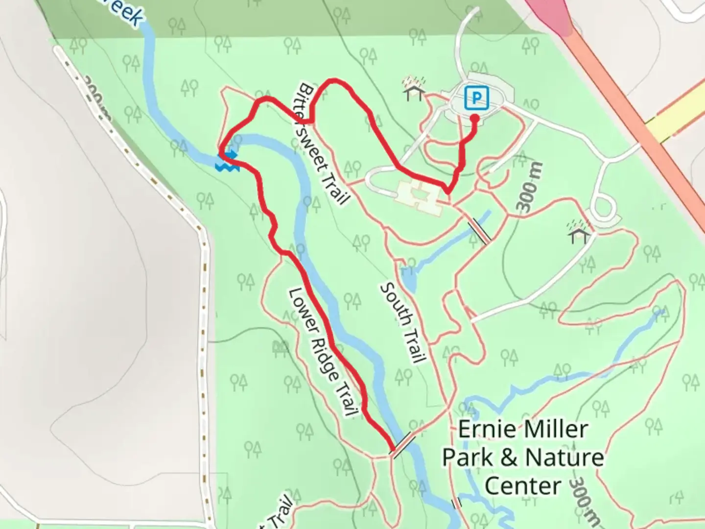 An image depicting the trail Little Cedar Creek via Bittersweet Trail and its surrounding area.