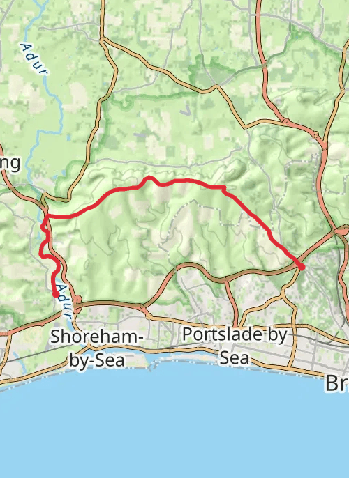 Hike on Hike from Shoreham Adur to Hilltop Cafe mobile static map