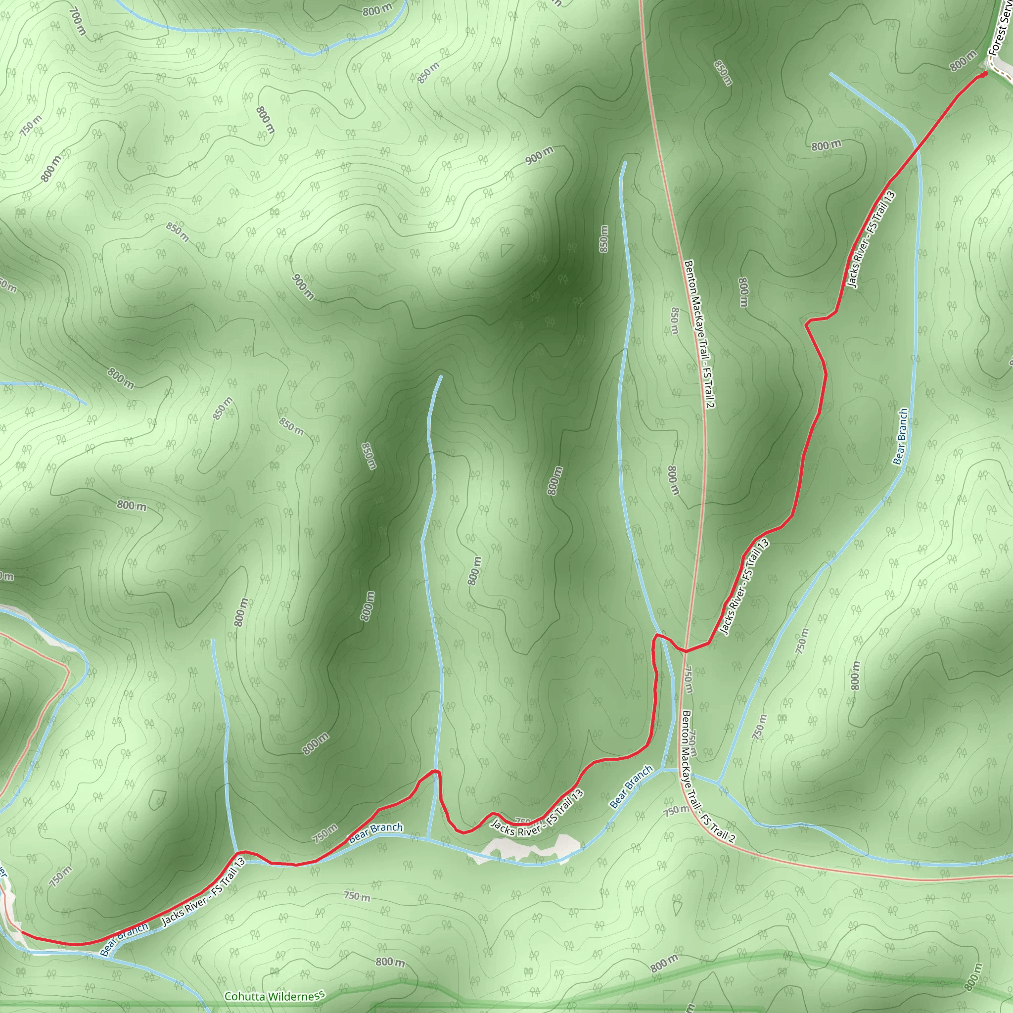 Jacks River Out and Back mobile static map