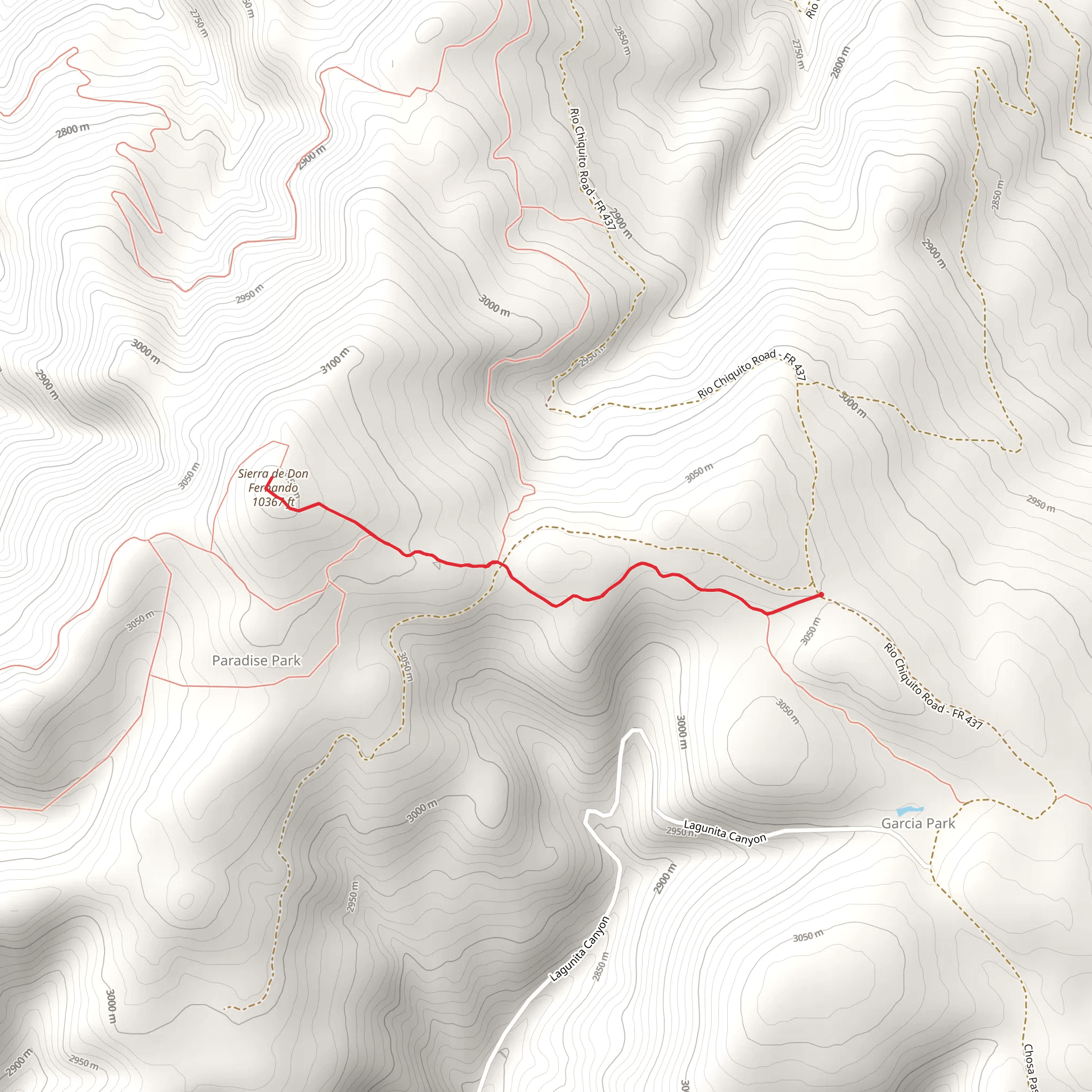 Sierra de Don Fernando via South Boundary Trail mobile static map