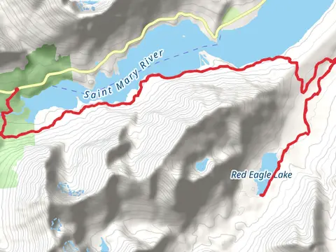 St Mary Lake and Red Eagle Lake