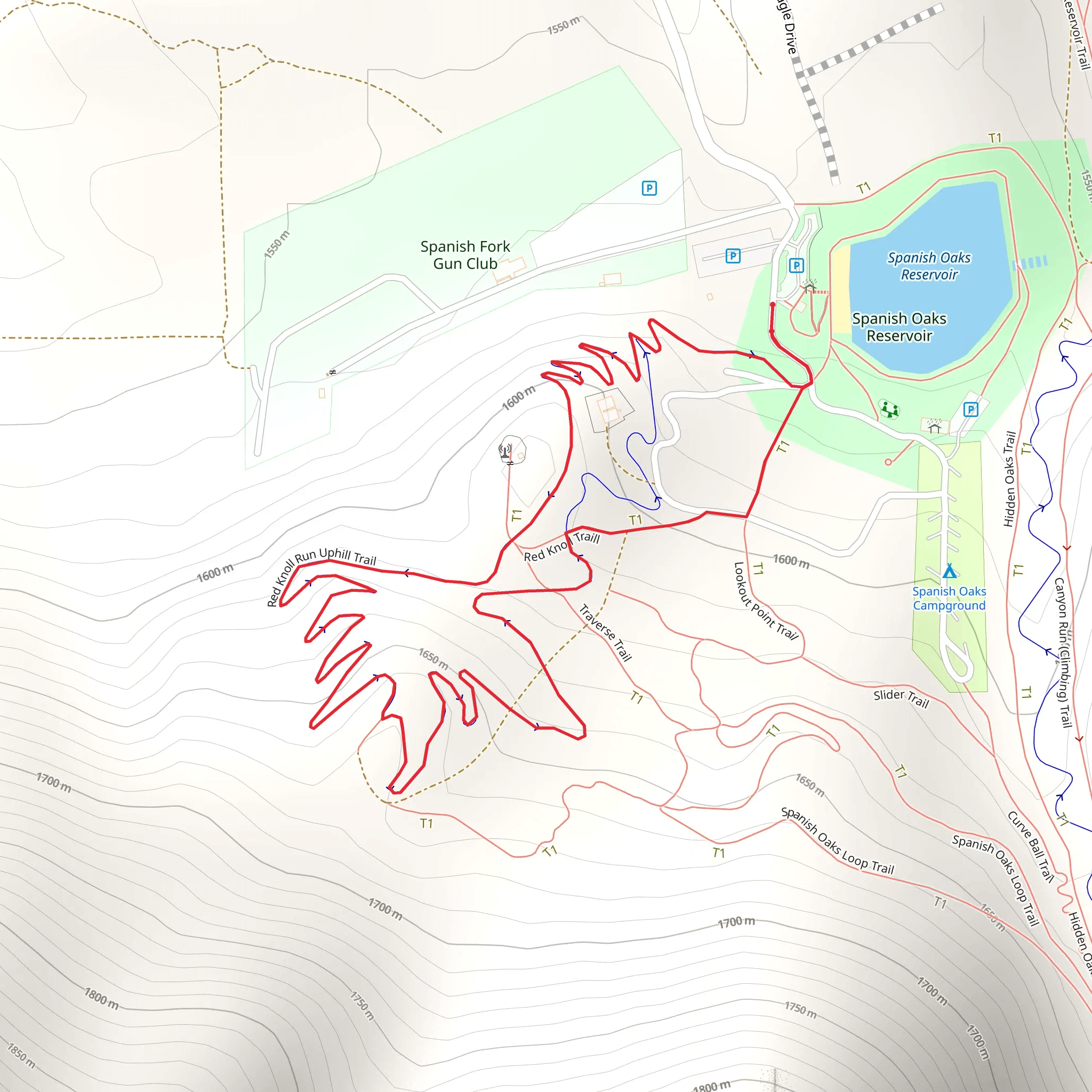 Red Knoll Run Downhill Trail and Red Knoll Run Uphill Trail mobile static map