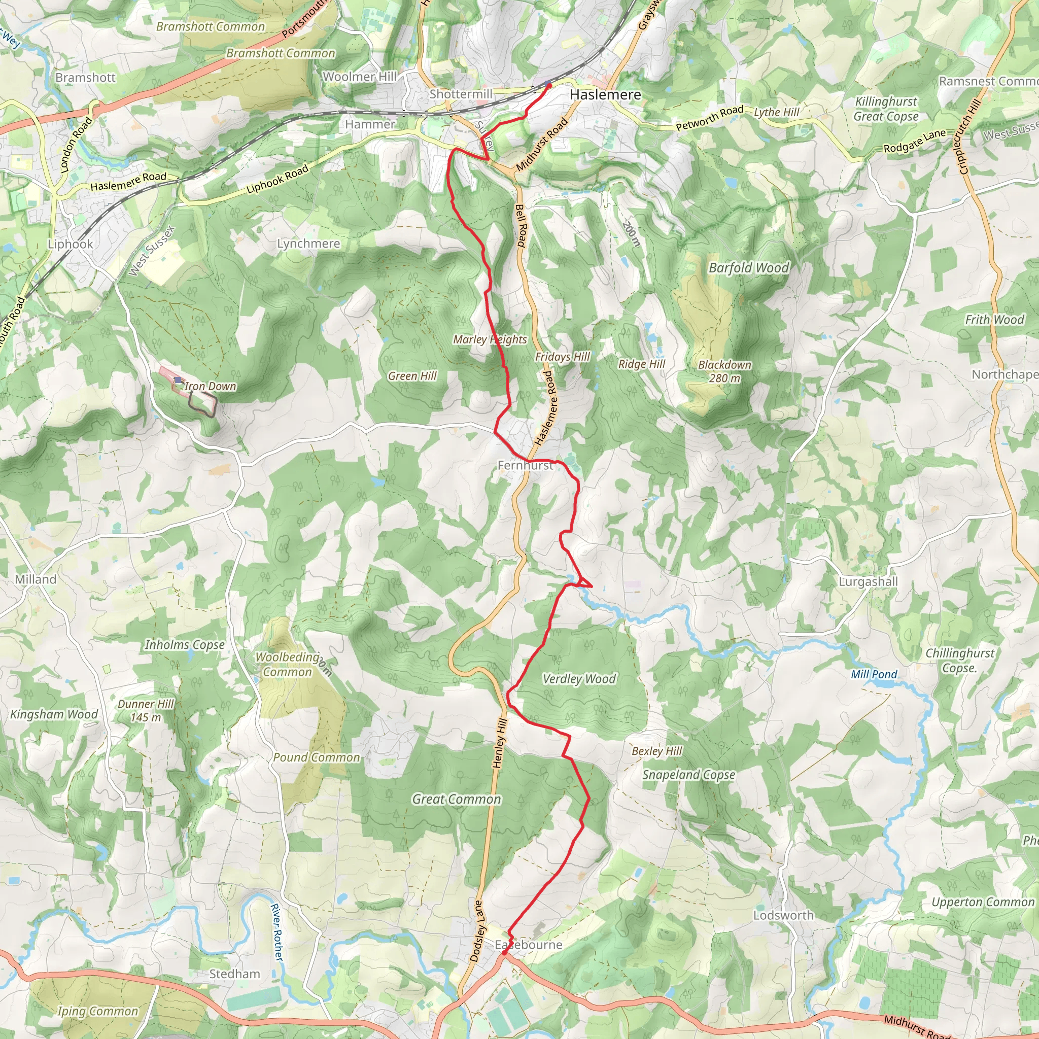 The Midhurst Way - Haslemere Station to Midhurst mobile static map