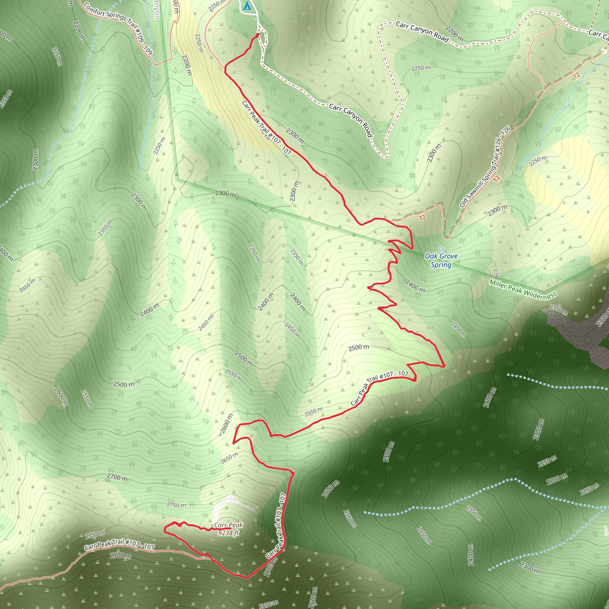 Carr Peak Trail mobile static map