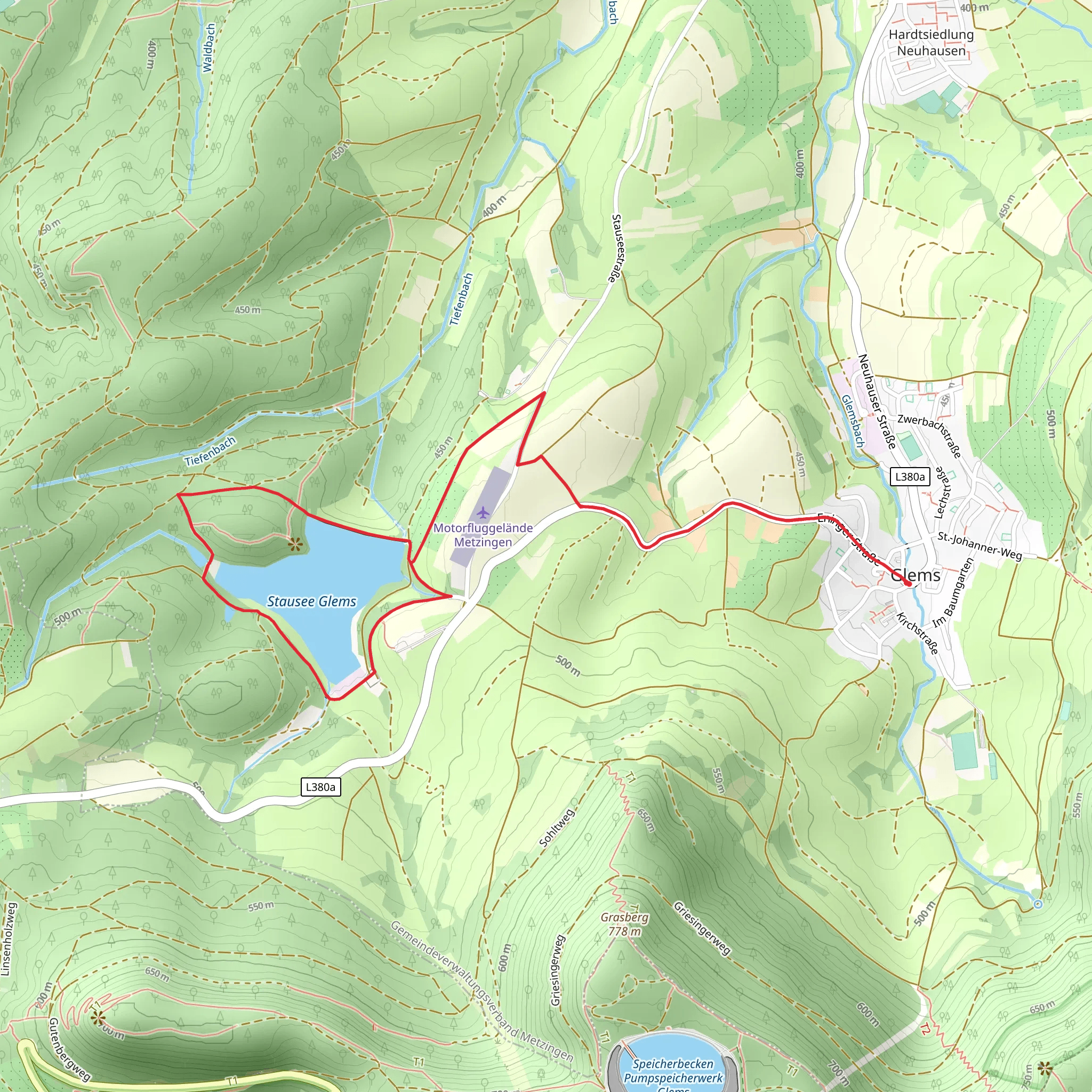 Stausee Glems Loop mobile static map