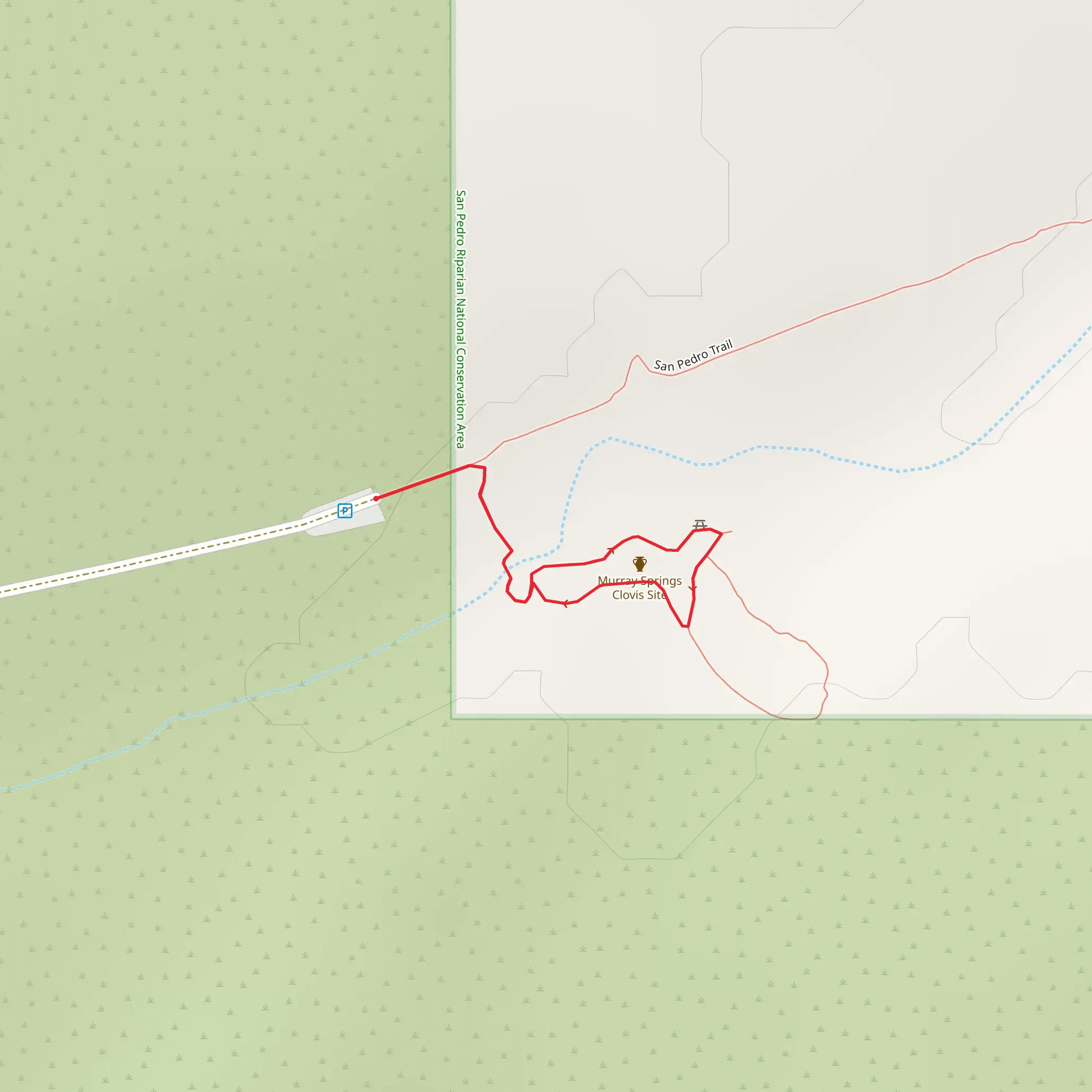 San Pedro and Murray Springs Clovis Site Loop Trail mobile static map