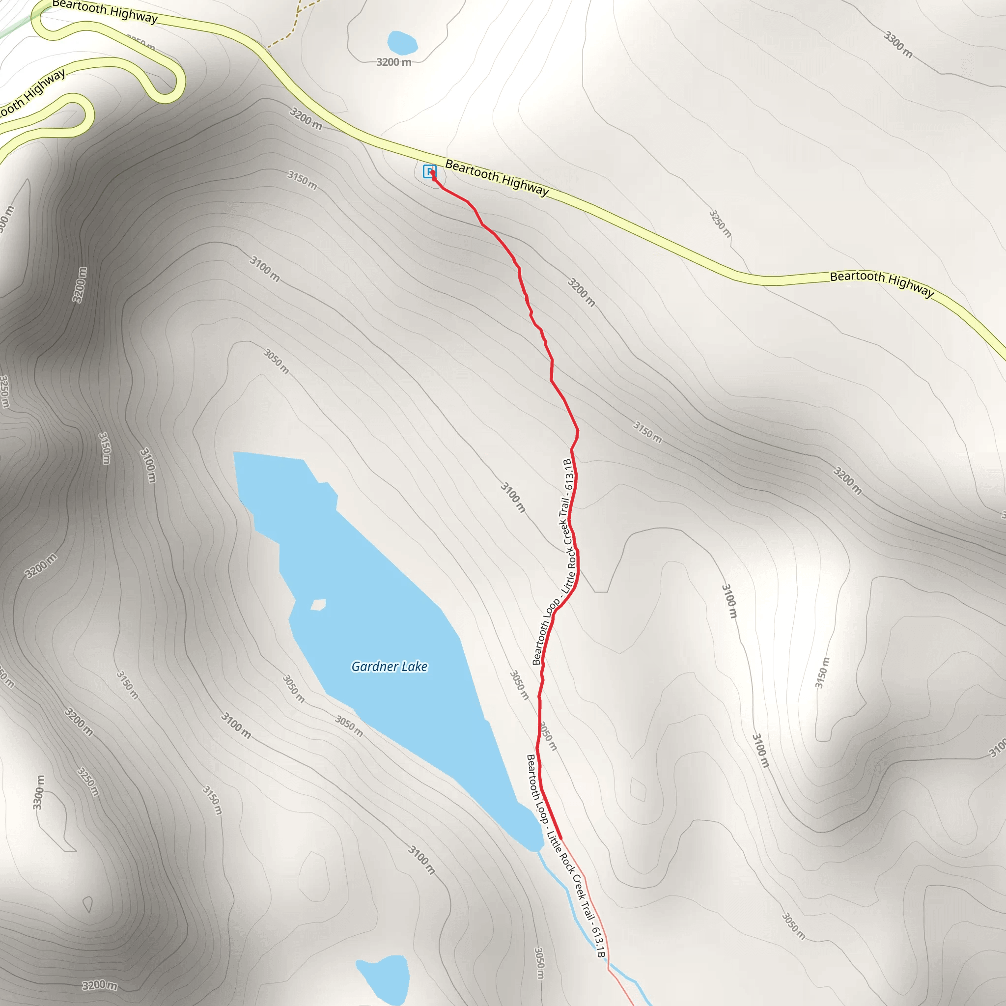 Gardner lake - Beartooth - Little Rock Creek Trail mobile static map