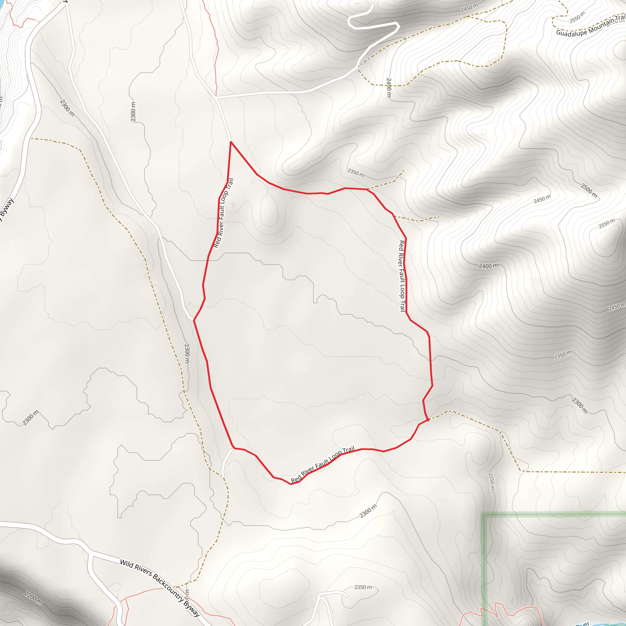 Red River Fault Loop Trail mobile static map