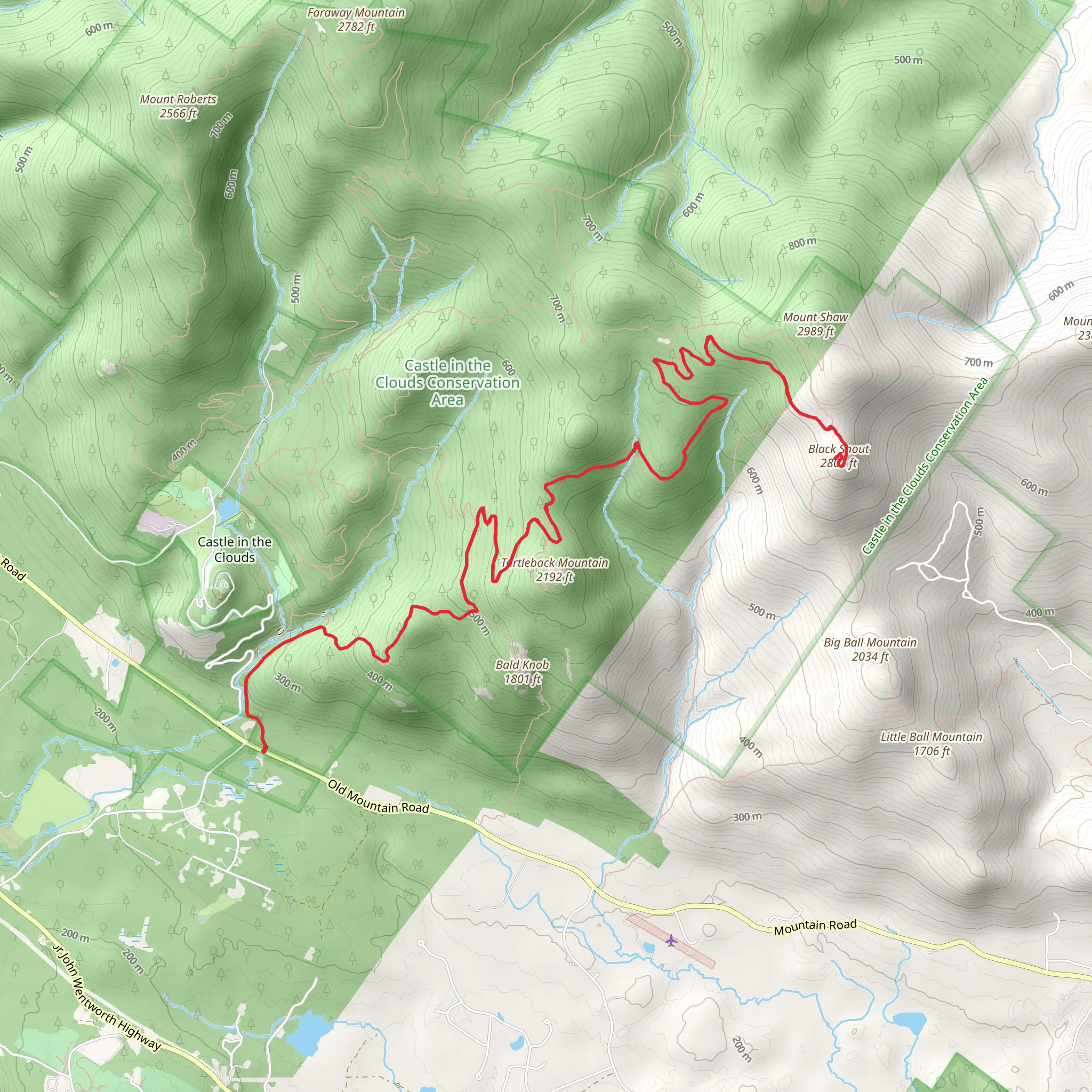 Black Snout via Shannon Brook Trail mobile static map