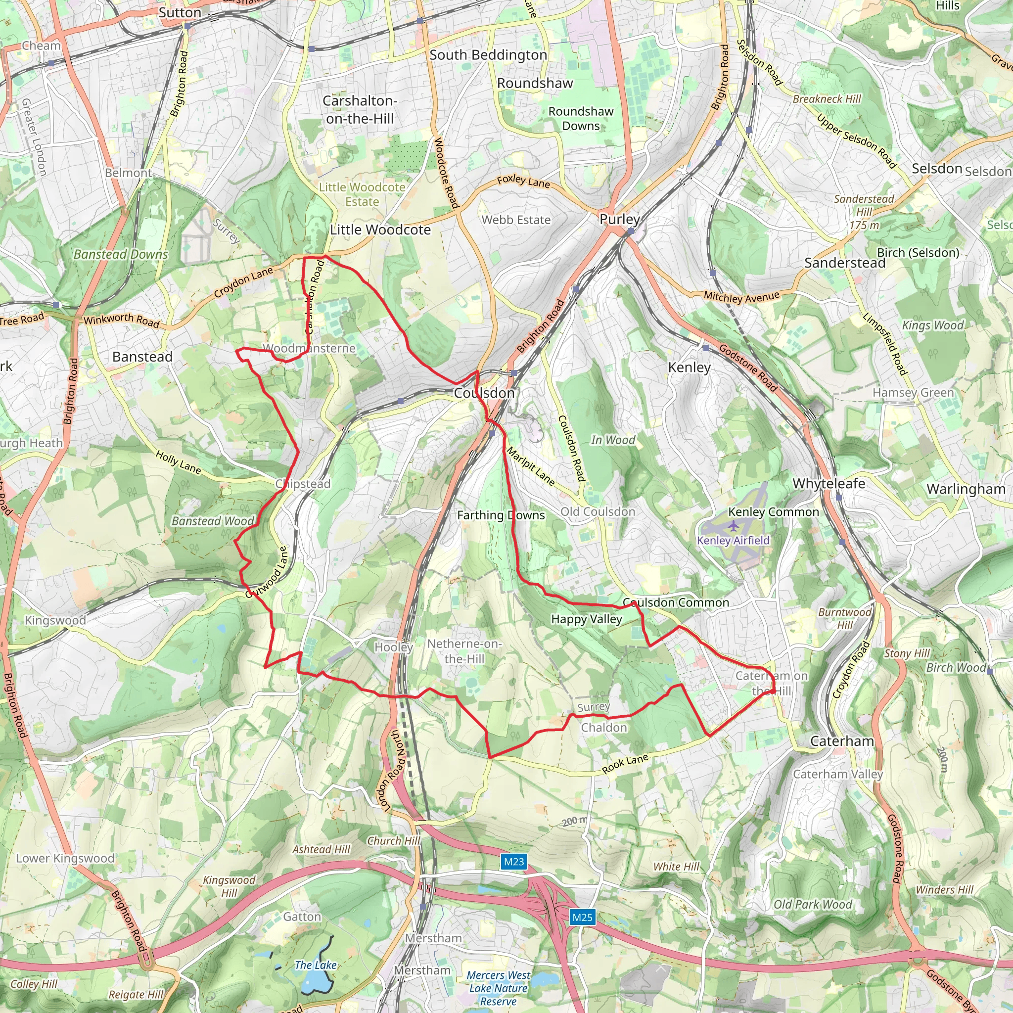 Caterham on the Hill, Chipstead and Coulsdon Loop mobile static map