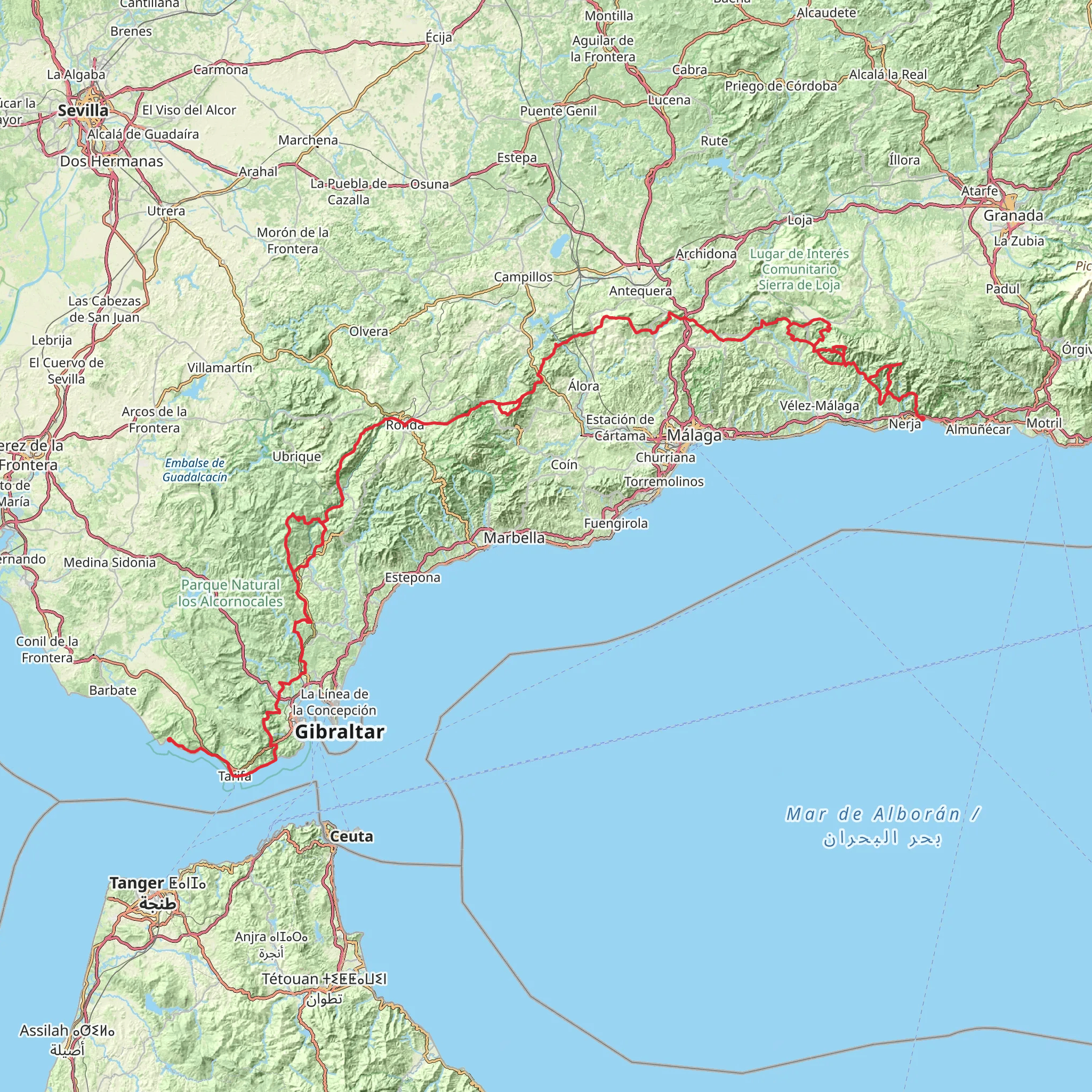 Andalucian Coast to Coast Walk mobile static map