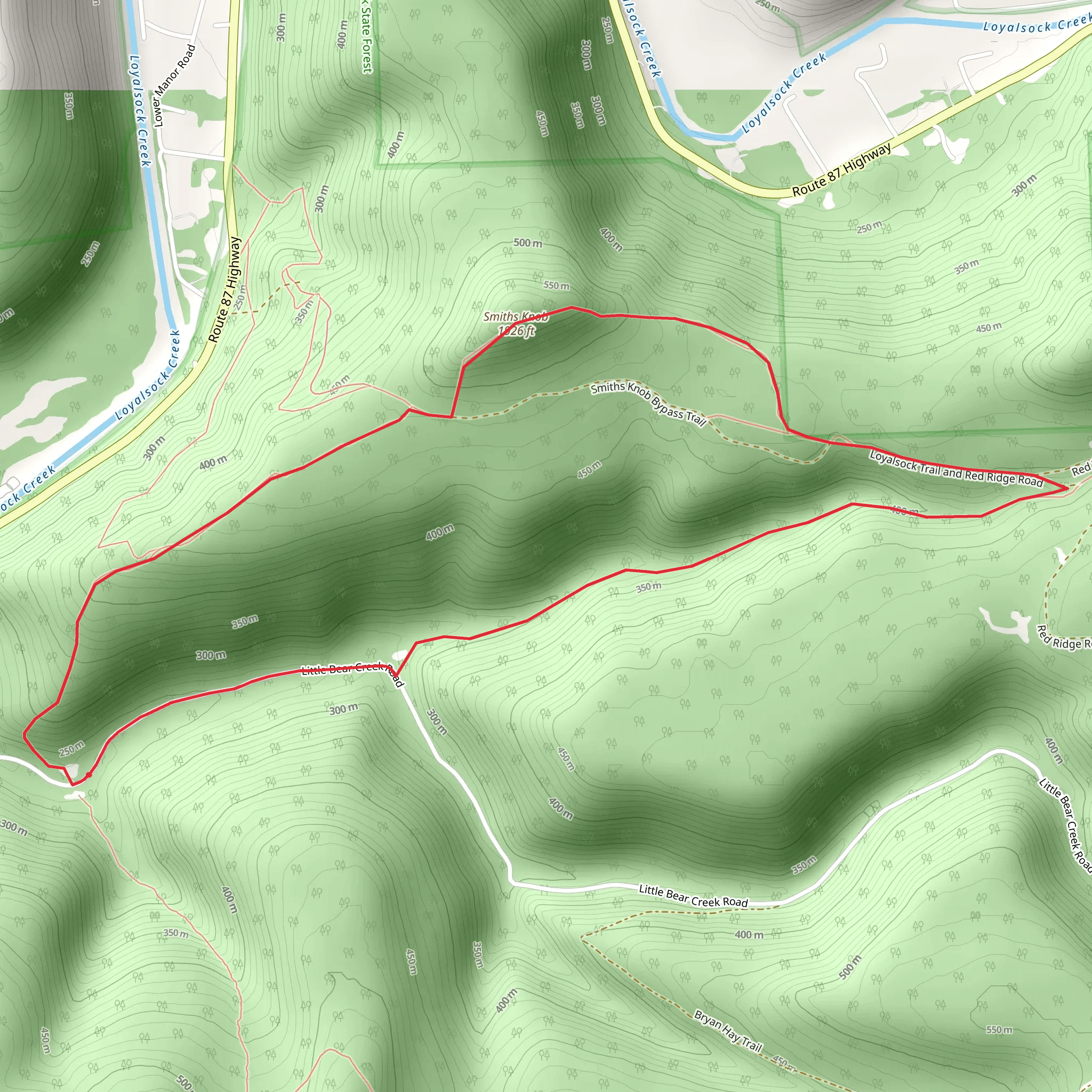 Smiths Knob Loop via Loyalsock Trail mobile static map