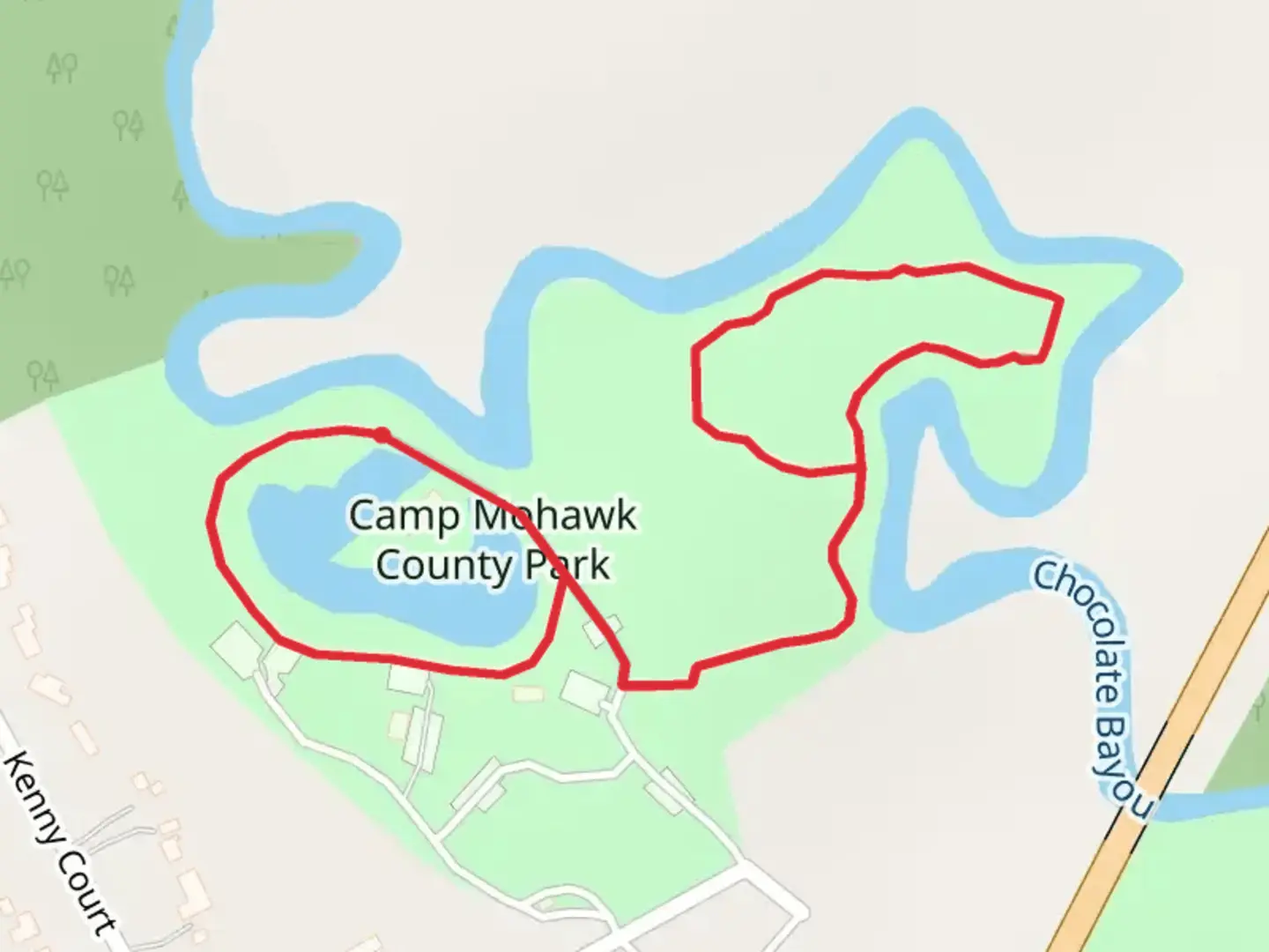 An image depicting the trail Camp Mohawk County Park Loop and its surrounding area.