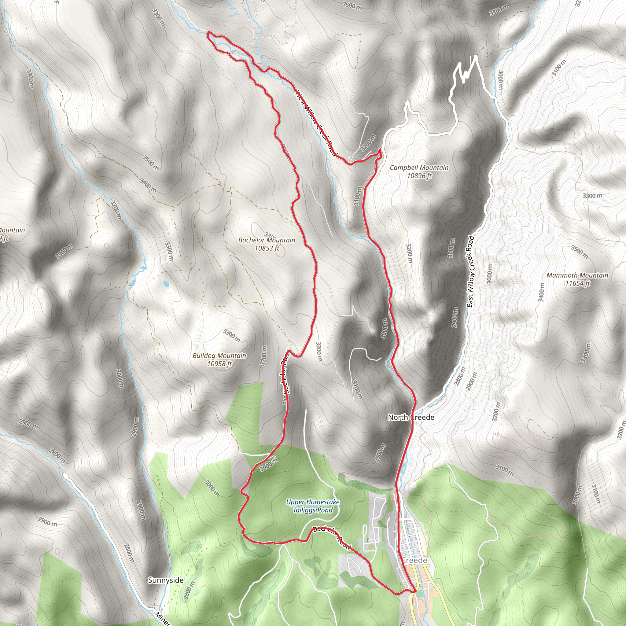 Loop around West Willow Creek mobile static map