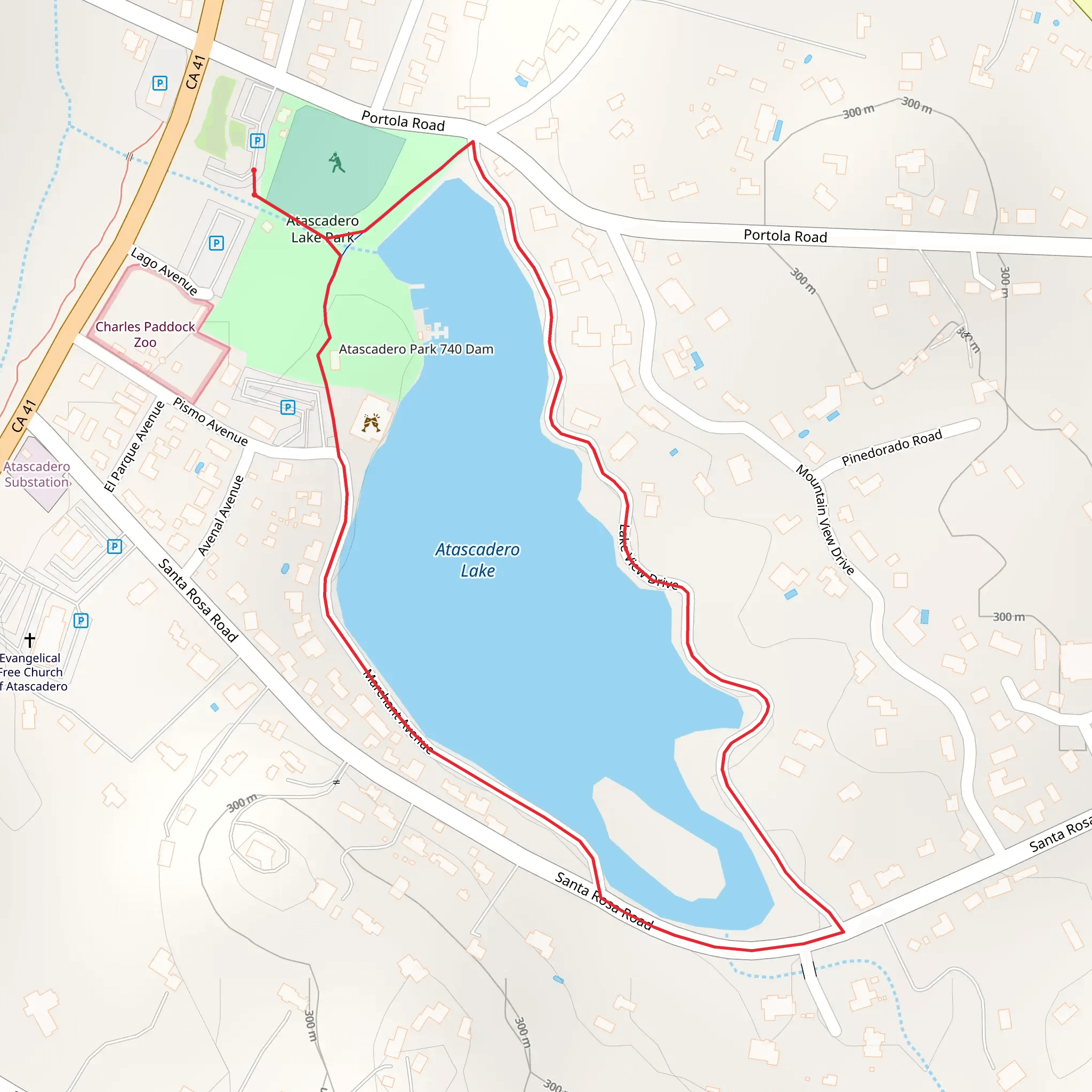 Atascadero Lake Loop mobile static map