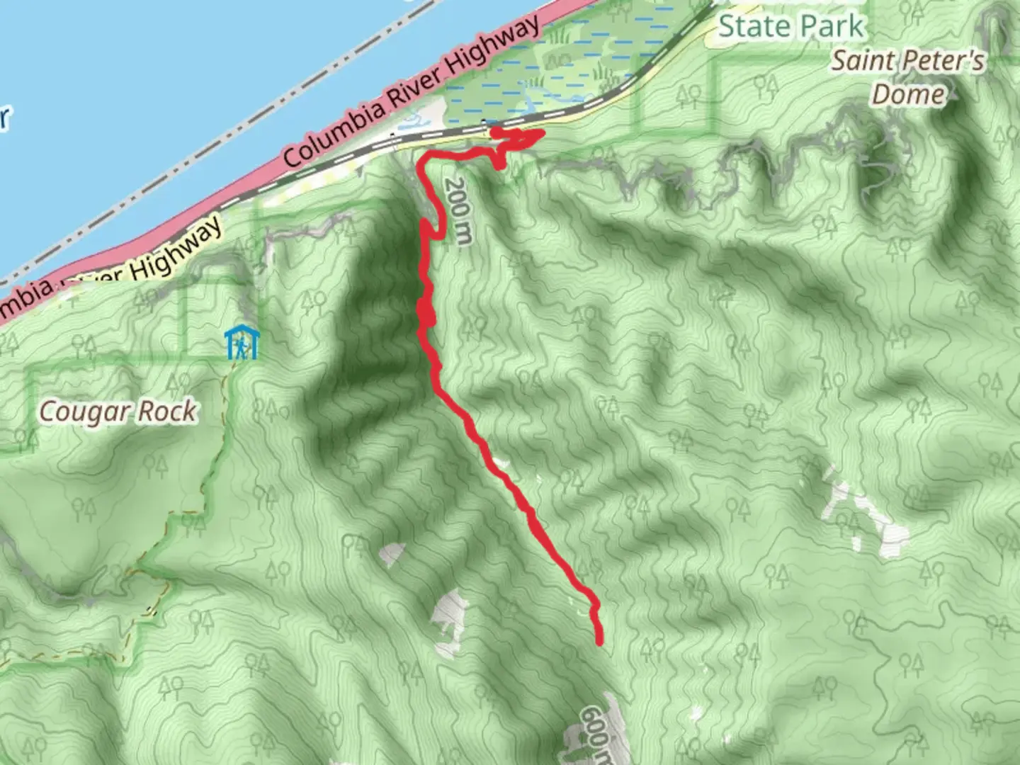 An image depicting the trail Horsetail Falls and Oneonta Trail and its surrounding area.