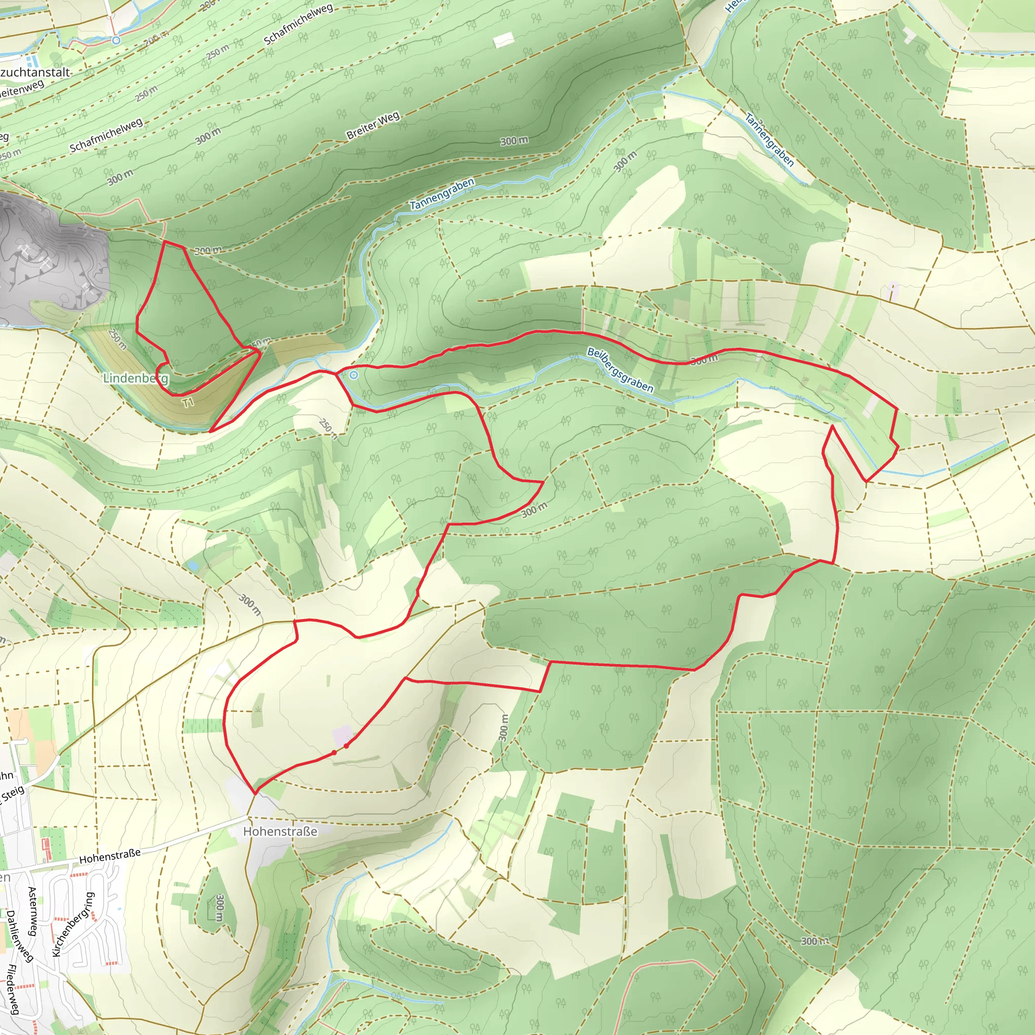 Beilbergsgraben and Gebiets Wanderweg mobile static map