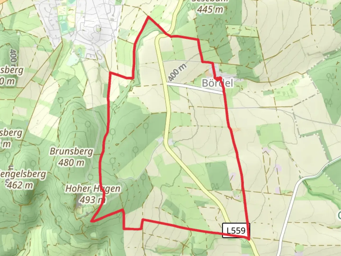 An image depicting the trail Rundwanderweg Dransfeld 5 and its surrounding area.