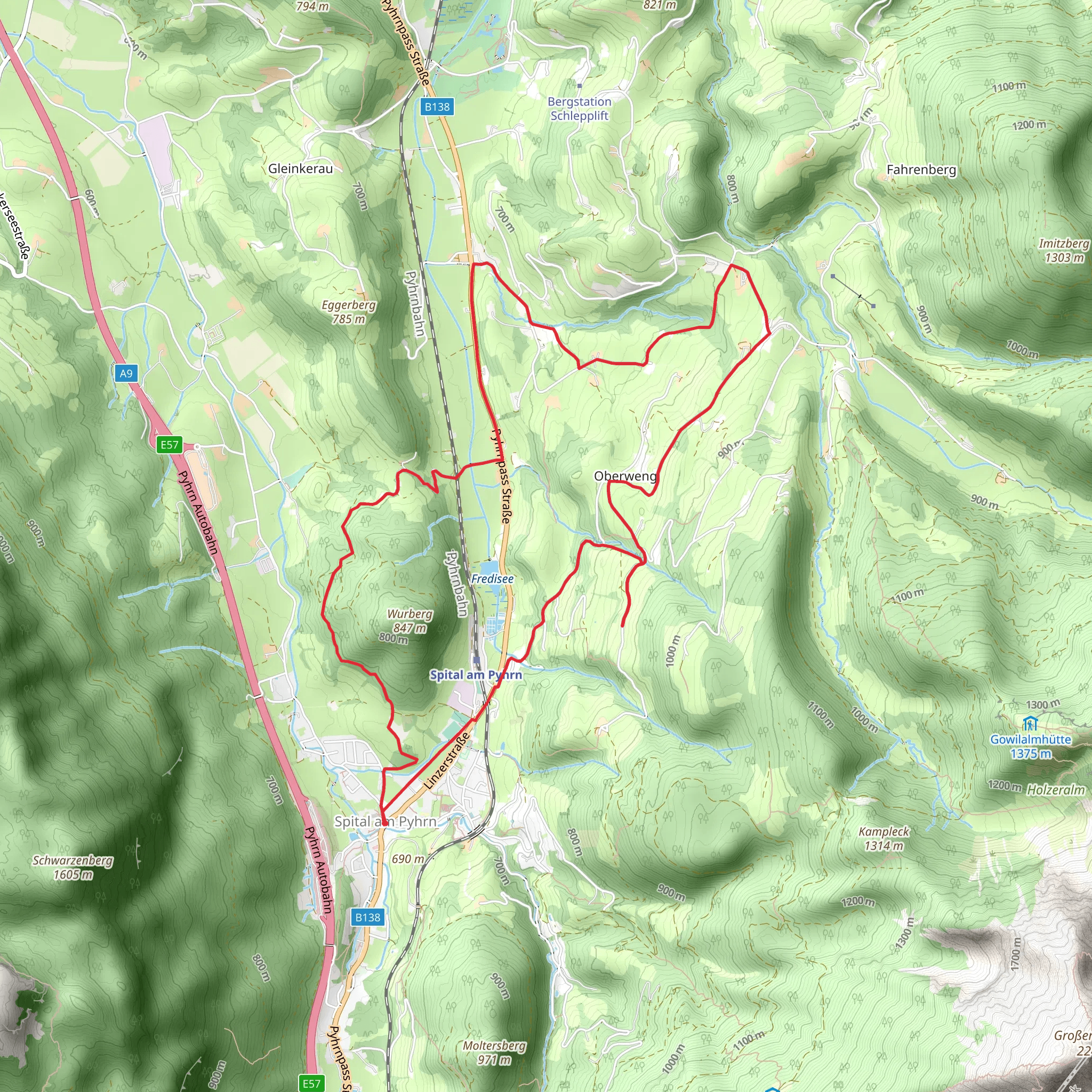Monuments Loop Trail from Spital am Pyhrn mobile static map