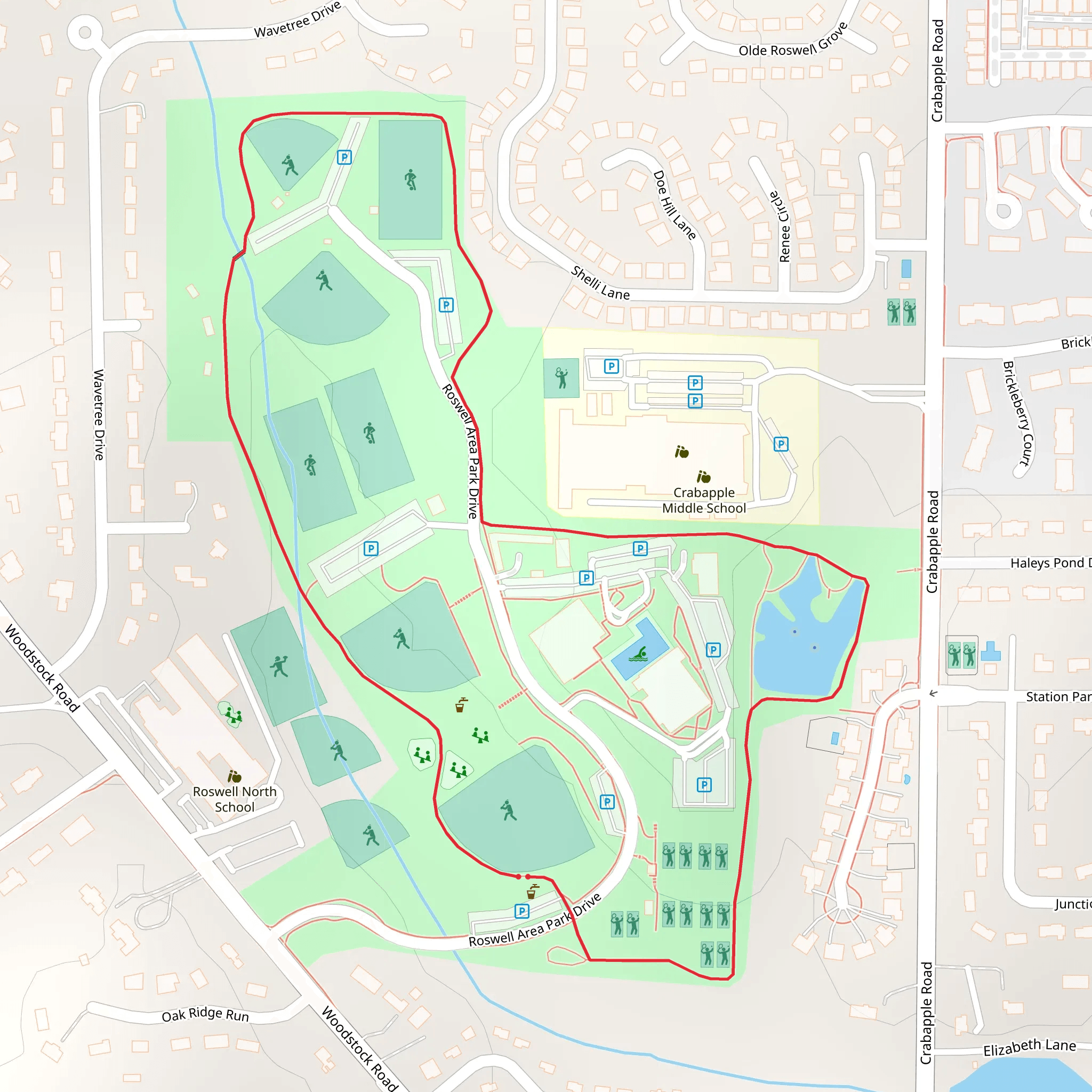 Roswell Area Park Loop mobile static map