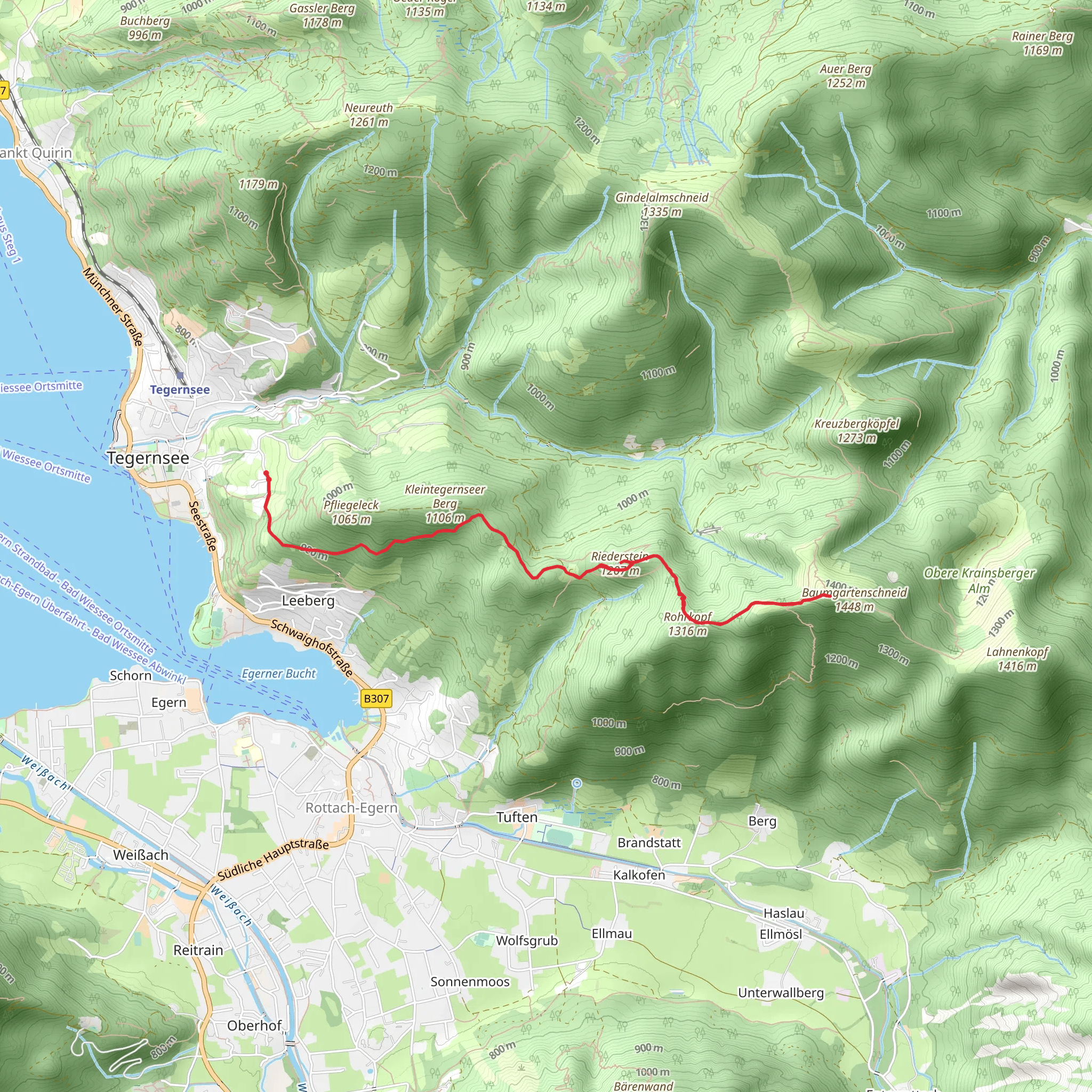 Riederstein and Baumgartenschneid via Wanderweg mobile static map