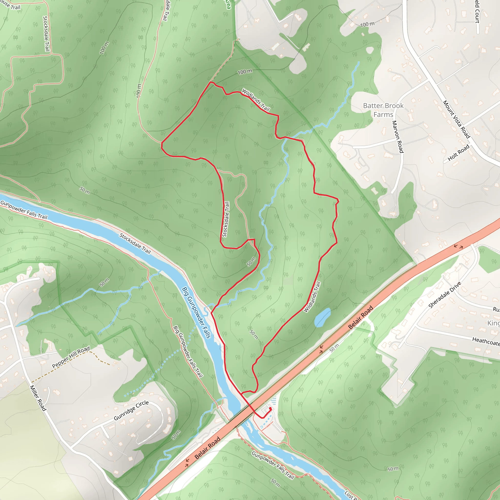 Big Gunpowder Falls Loop mobile static map