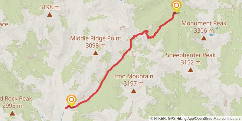 Middle Fork Hellroaring Trail via Lower Sheep Creek Trail stage 2 Map