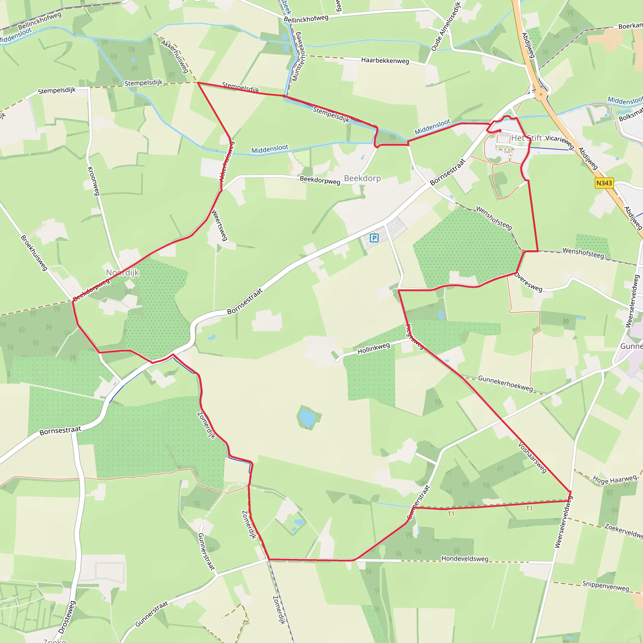 Noordijk and Weerselosche Esch Loop mobile static map