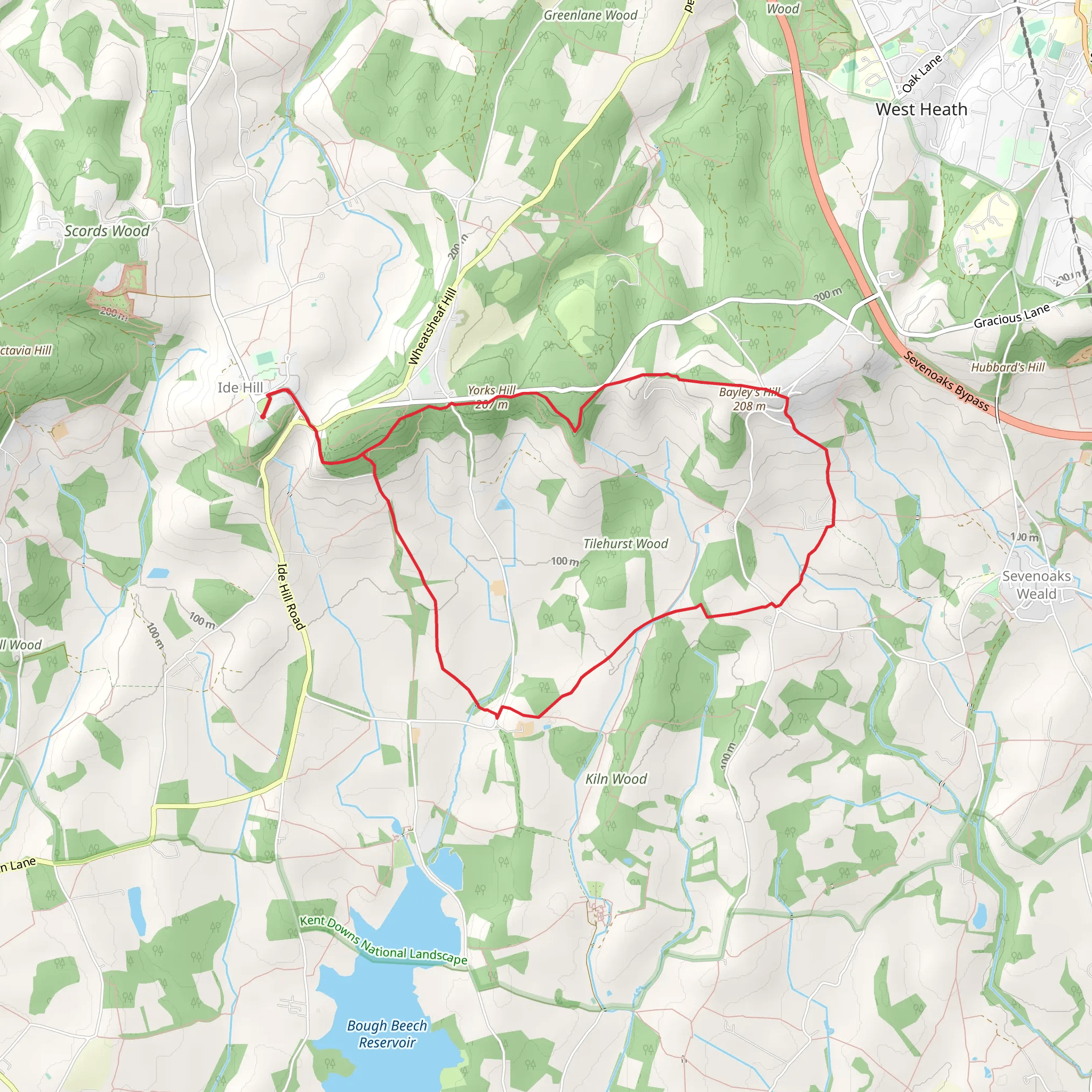 Yorks Hill and Tilehurst Wood Loop - Idle Hill mobile static map
