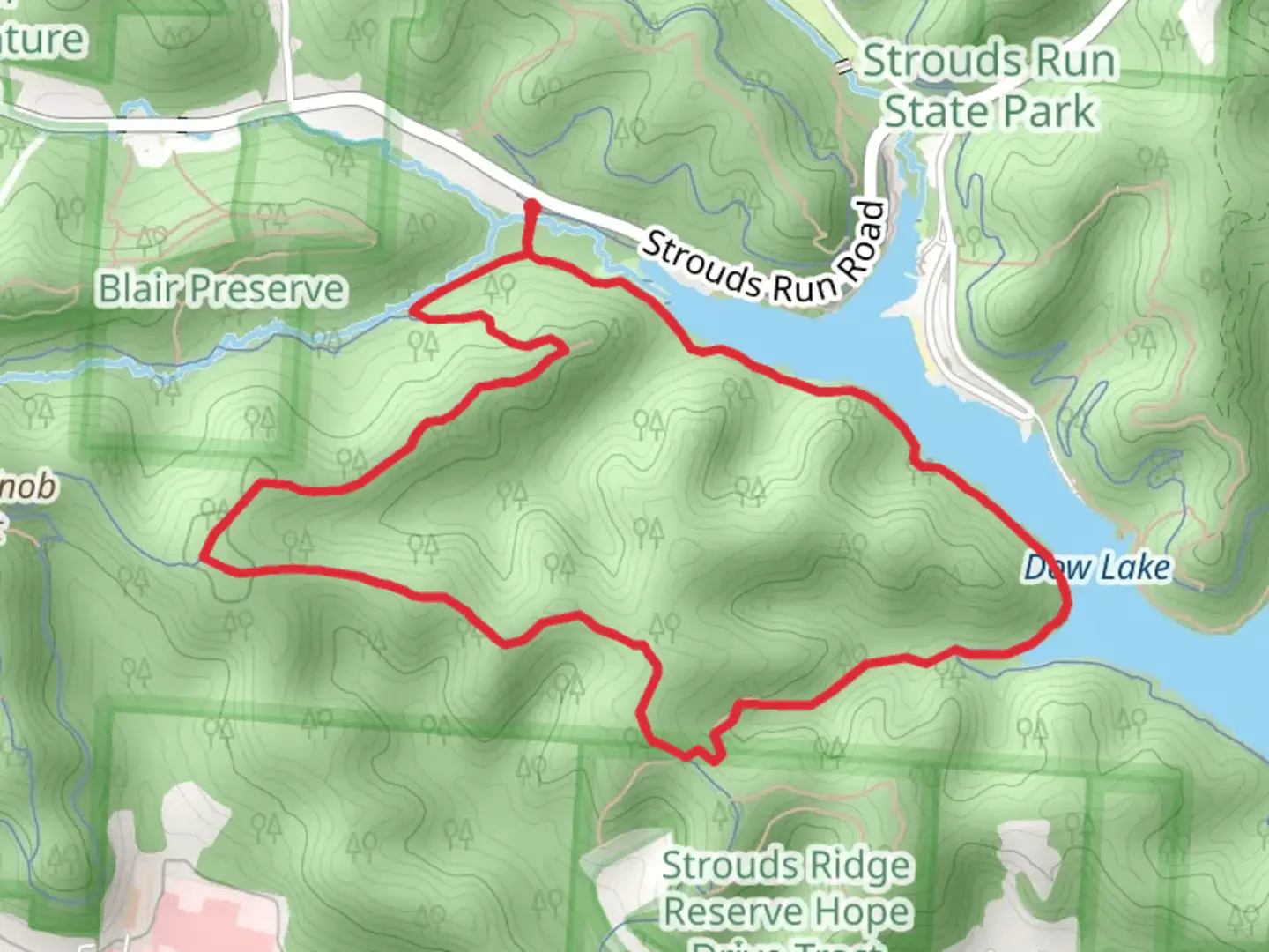 An image depicting the trail Athens Trail and Hickory Trail and its surrounding area.