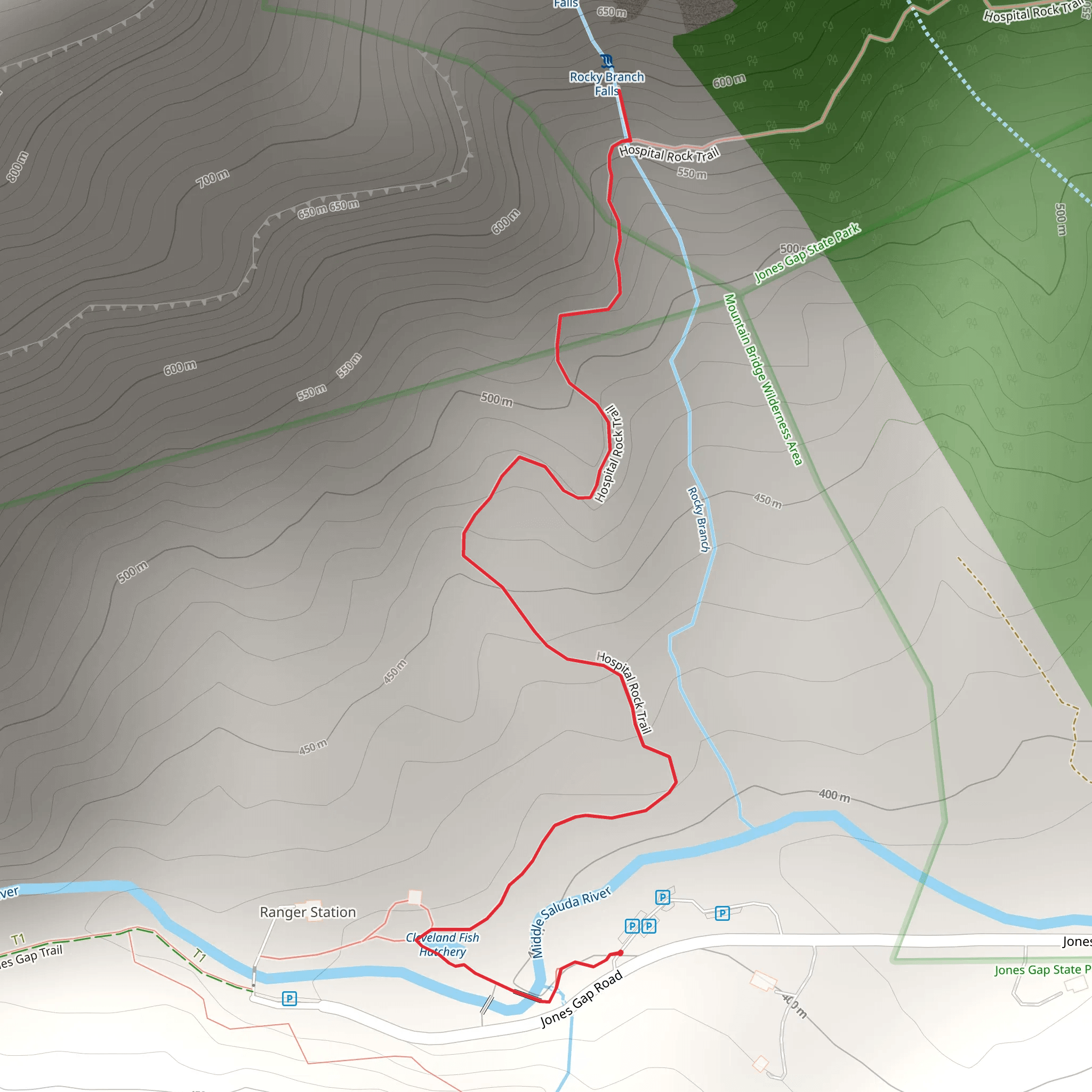 Rocky Branch via Hospital Rock Trail mobile static map