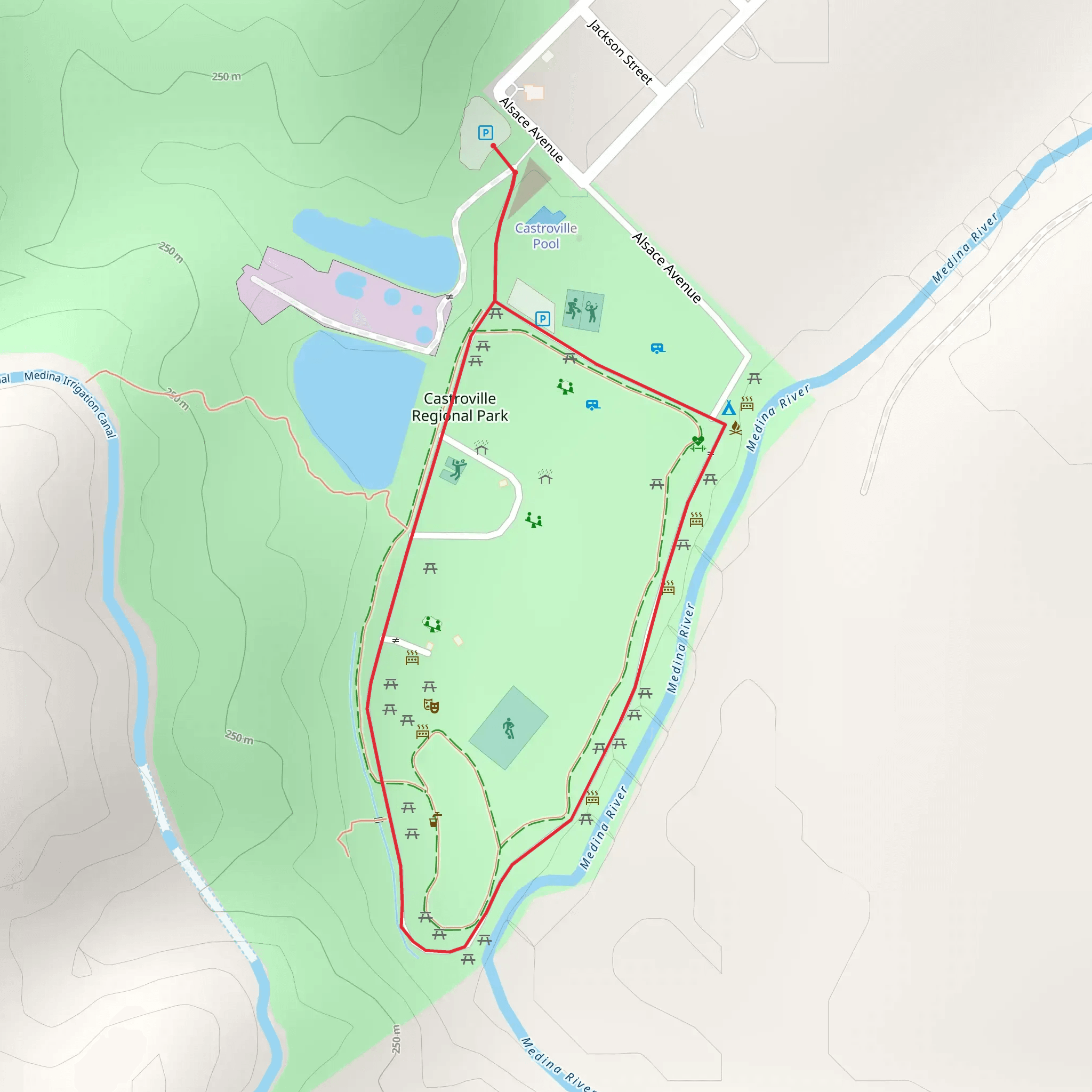 Renkin Family Cemetery and Medina River Loop mobile static map