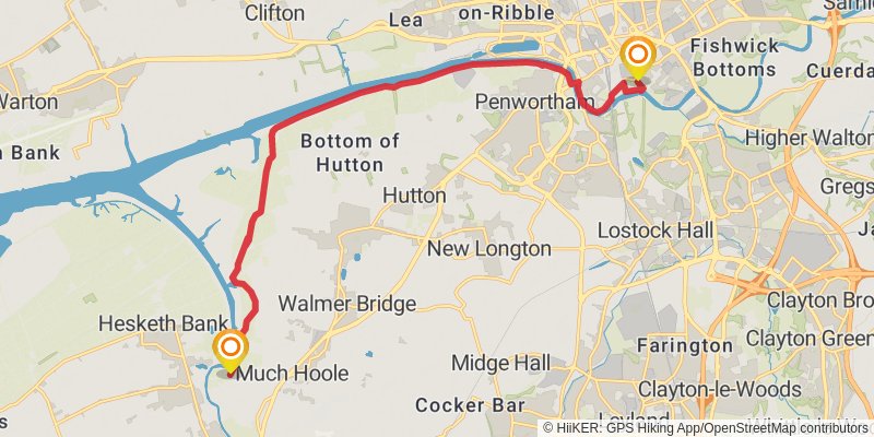 Lancashire's Southern Loop Walk stage 7 Map