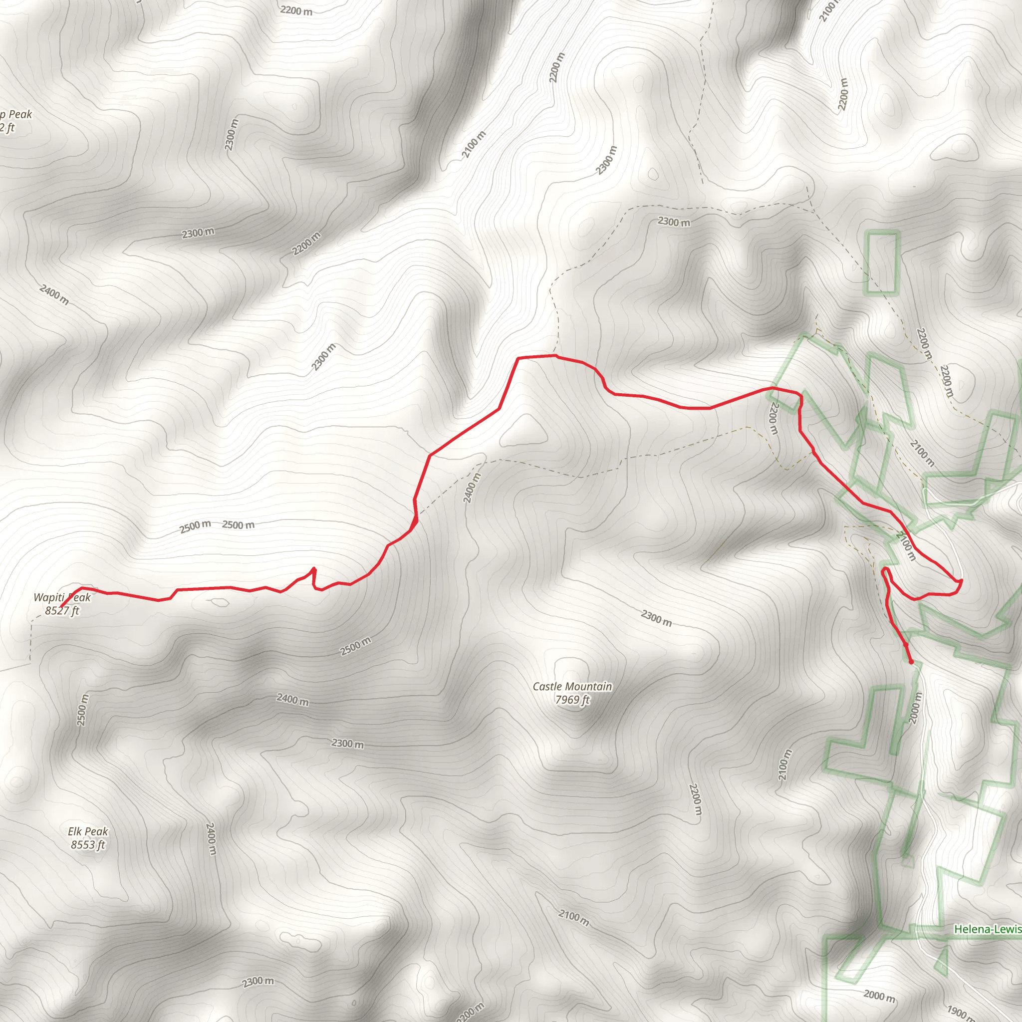 Wapiti Peak Out and Back mobile static map
